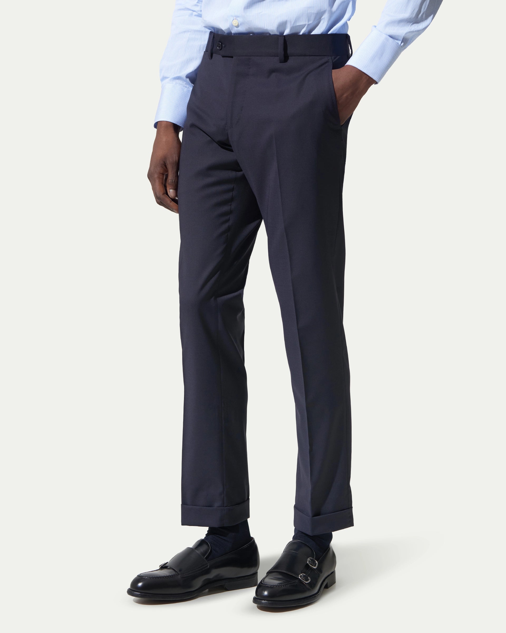 Abito solid blu in lana stretch tessuto Reda Flexo