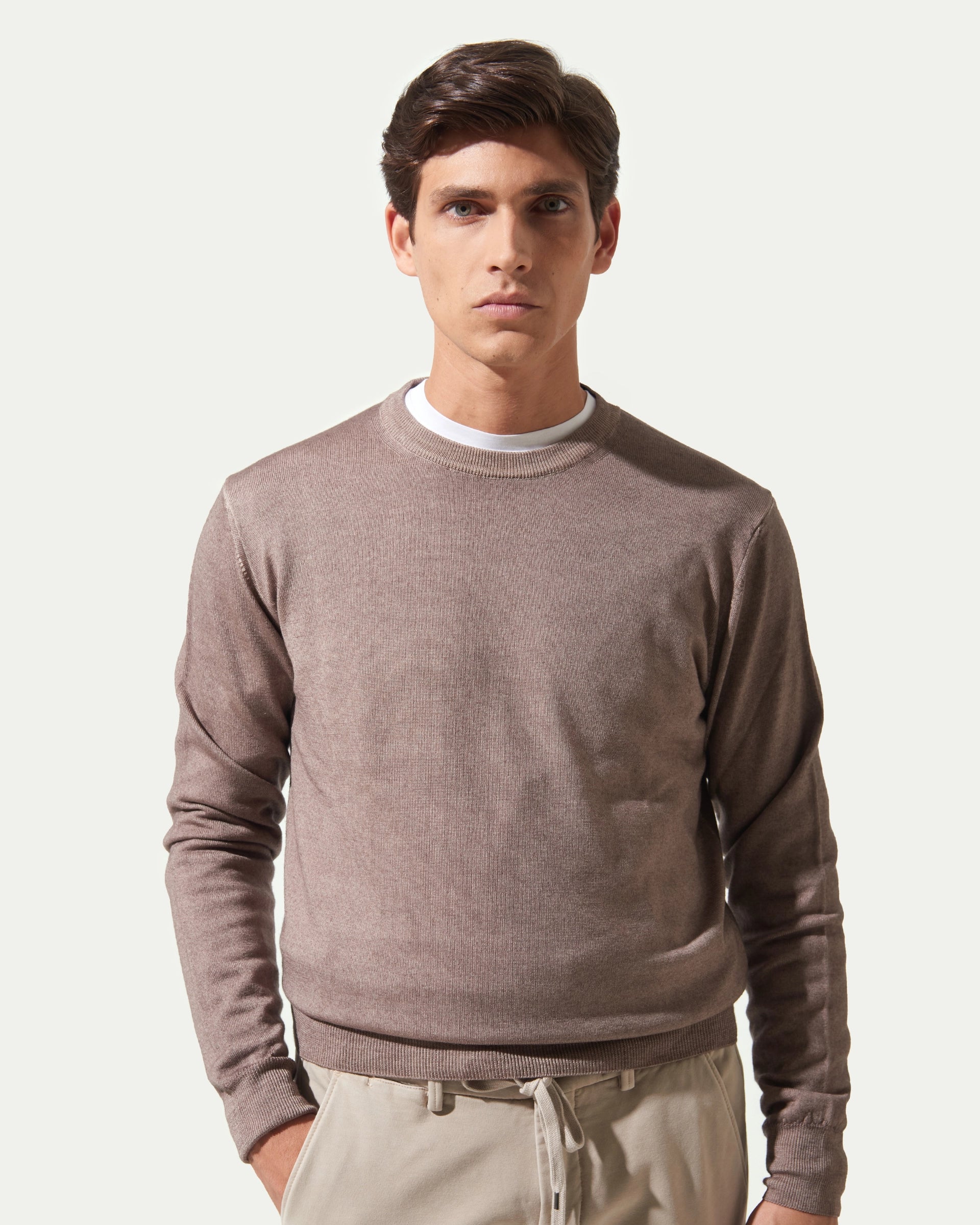 Girocollo Castoro in pura lana merino extrafine finezza 12