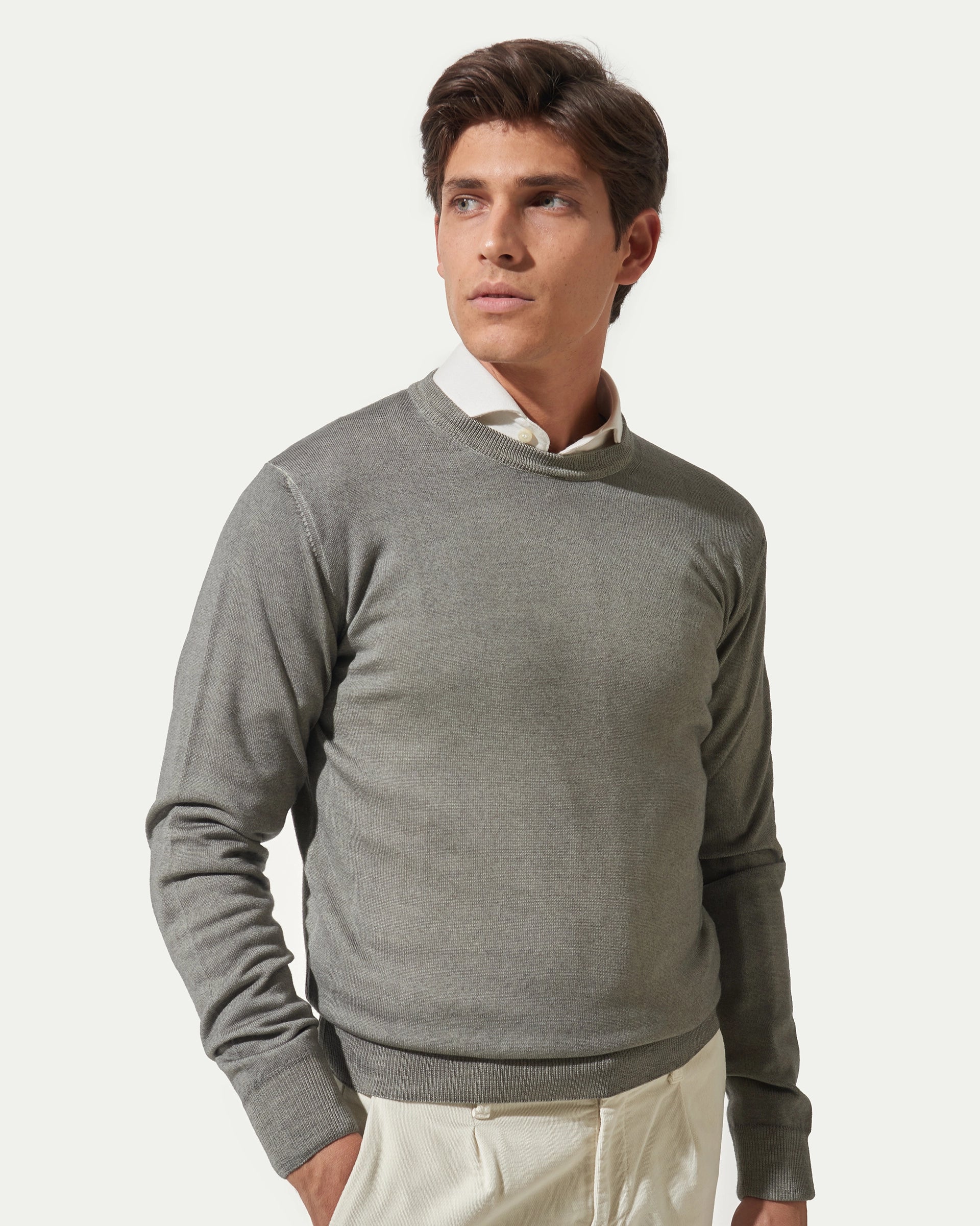 Girocollo Militare in pura lana merino extrafine finezza 12