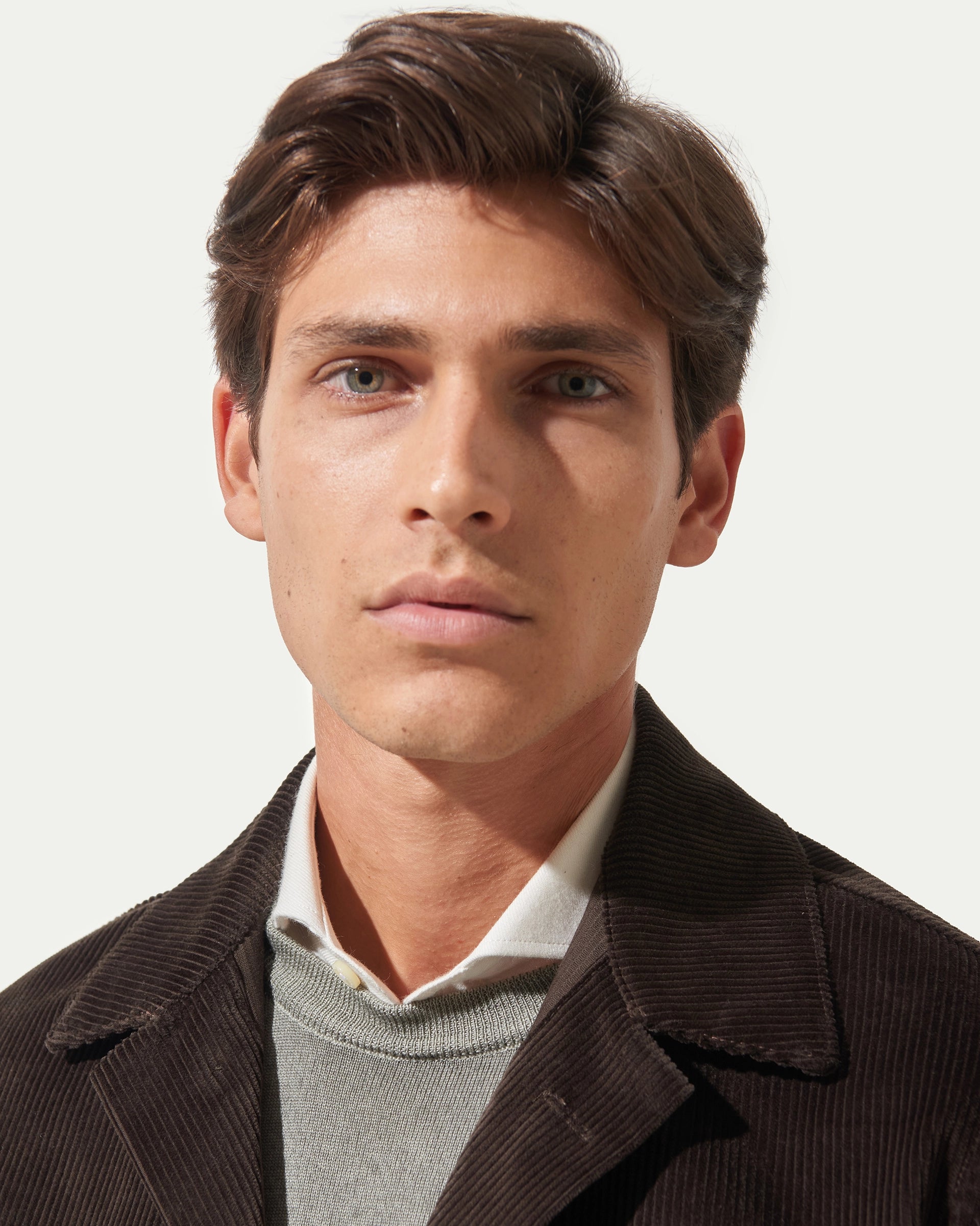 Overshirt Marrone in velluto stretch