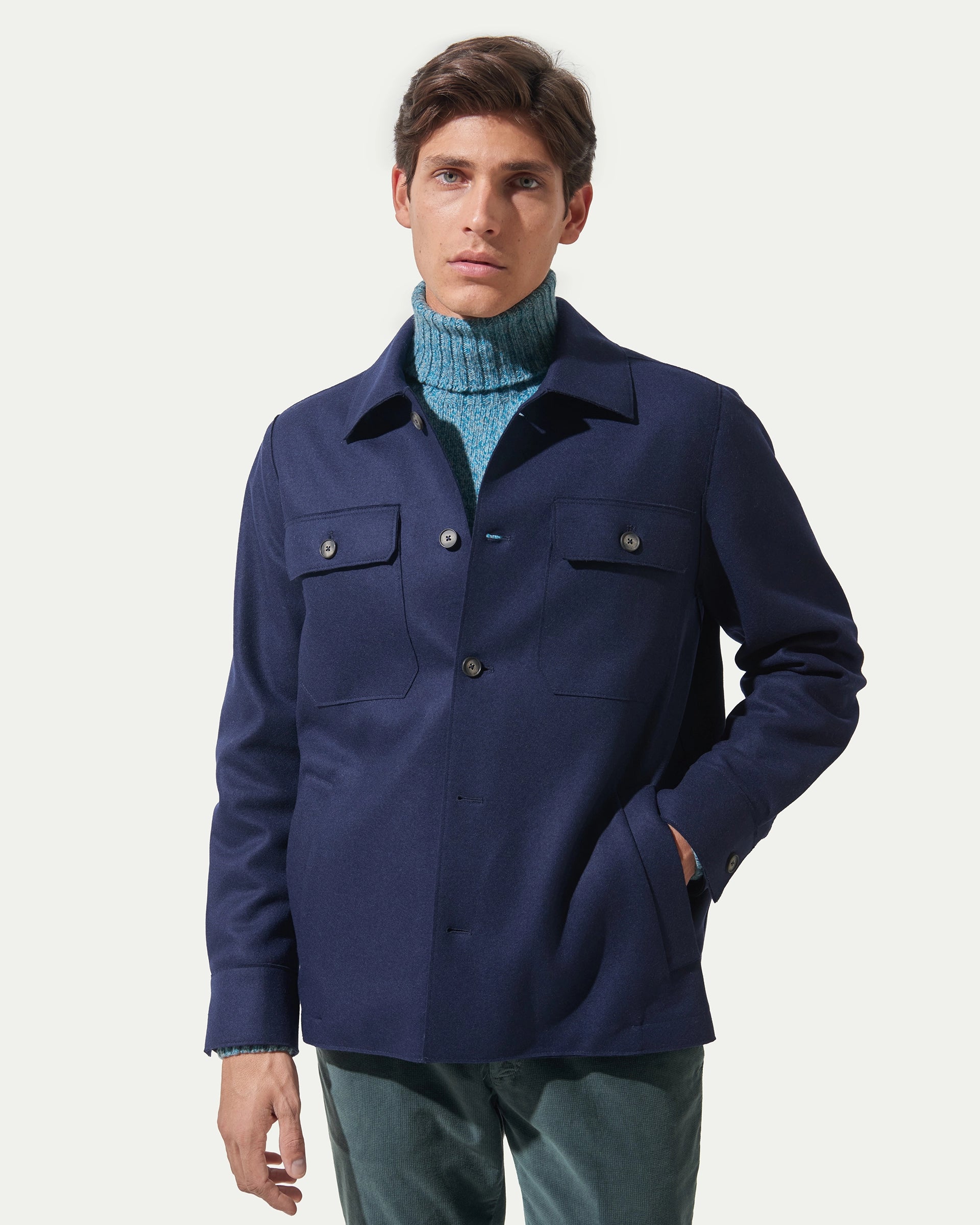 Shirt Jacket blu in jersey