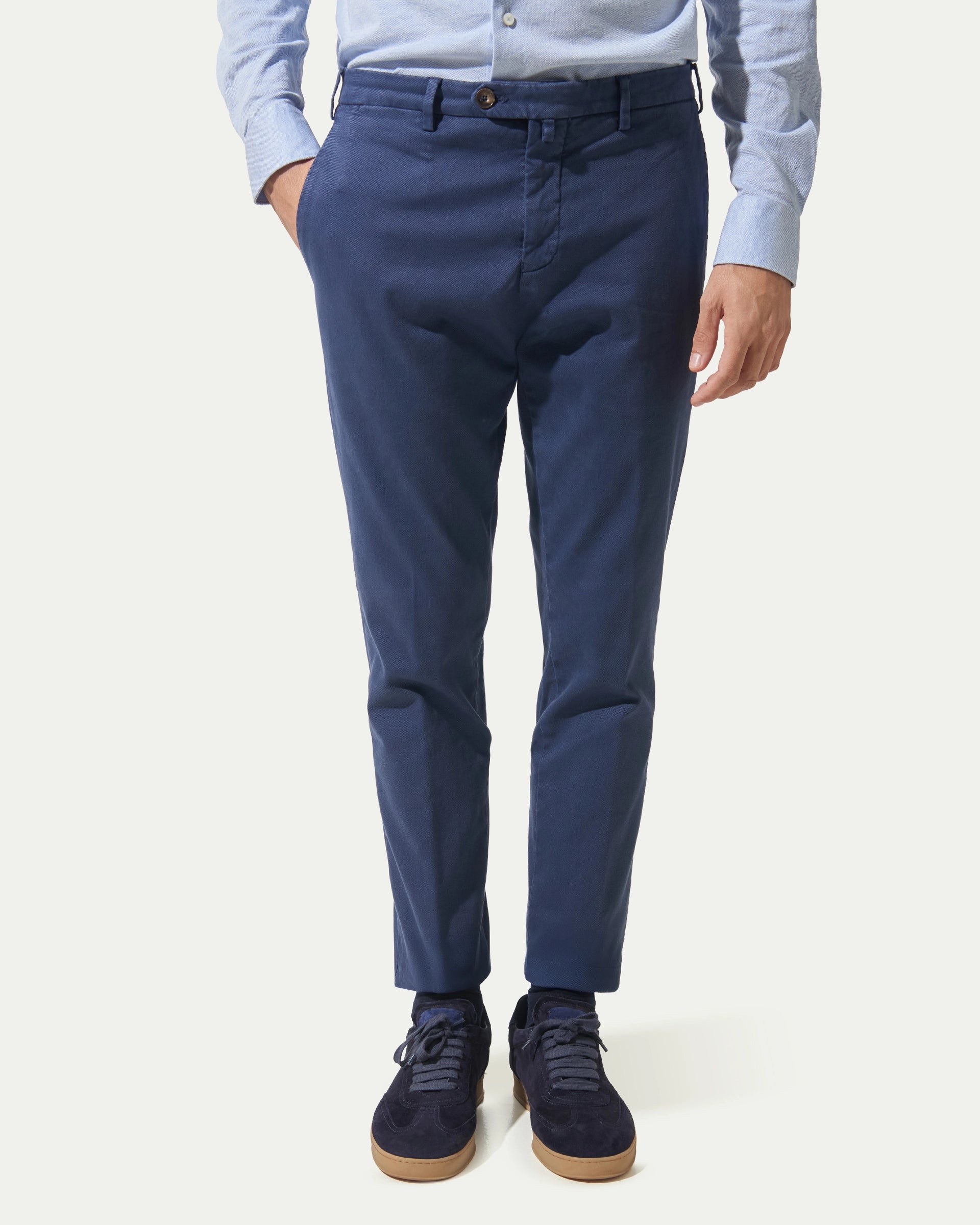 Pantalone blu in cotone vans stretch tinto in capo