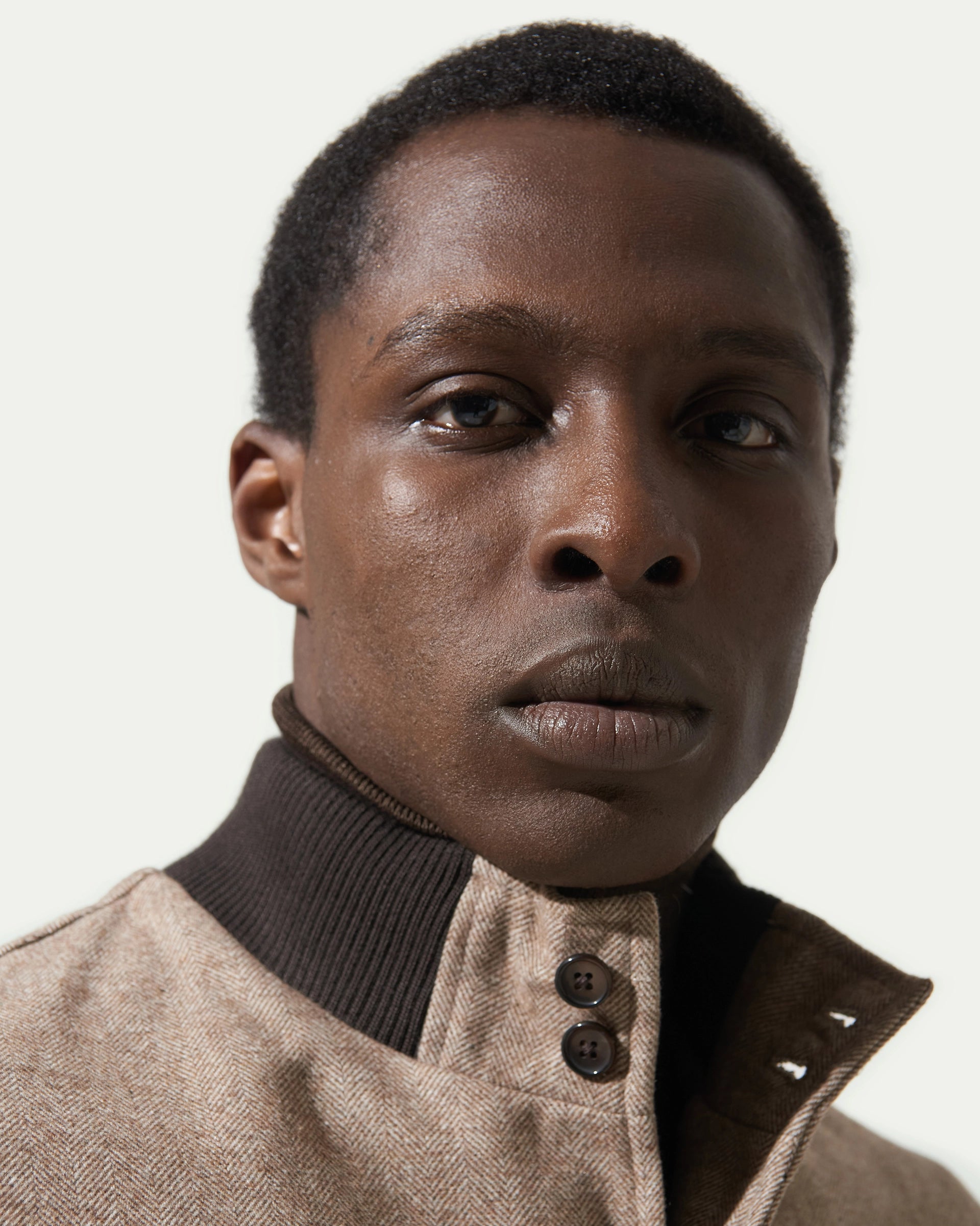 Bomber marrone spinato in lana stretch