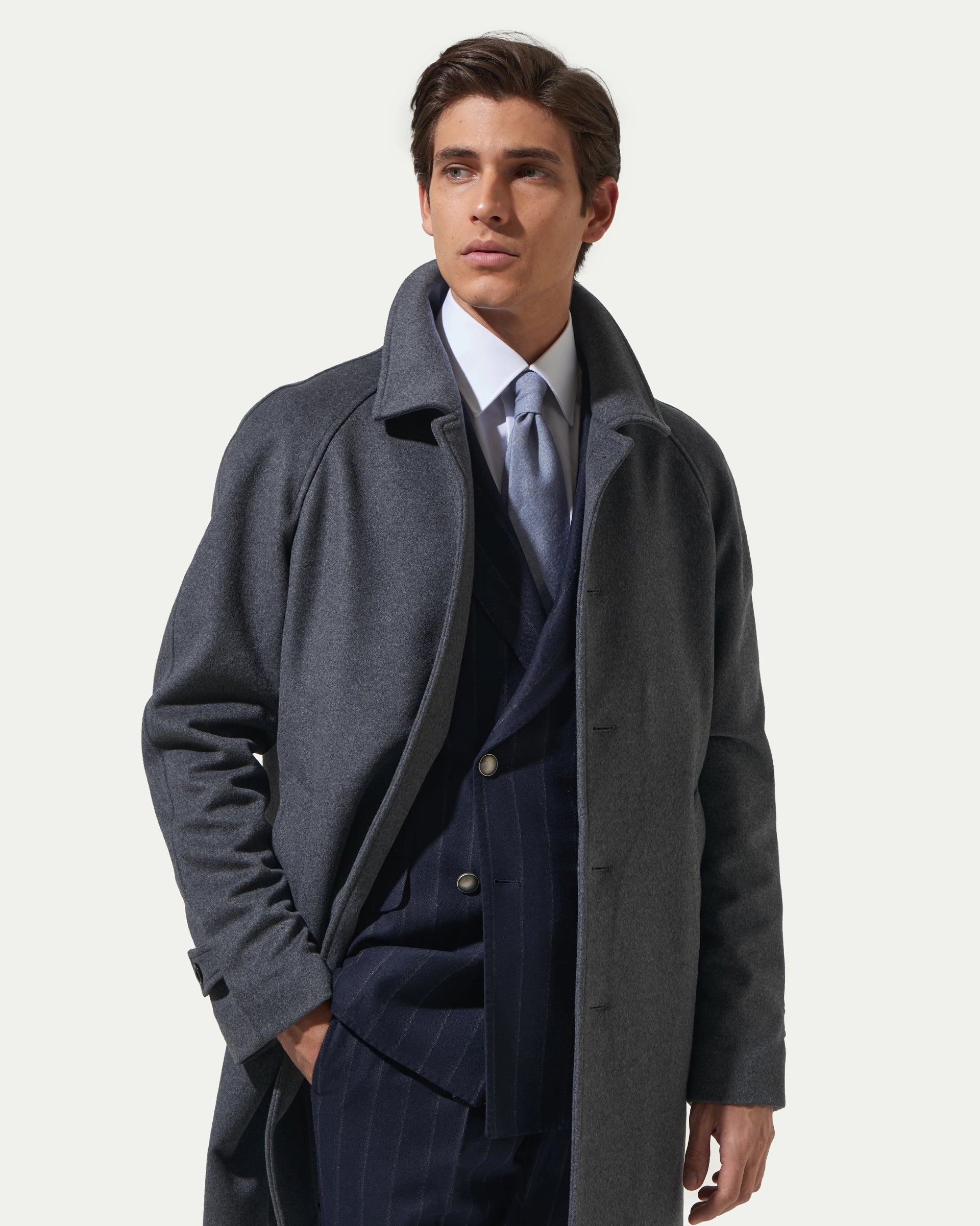 Cappotto Grigio in misto lana e cashmere