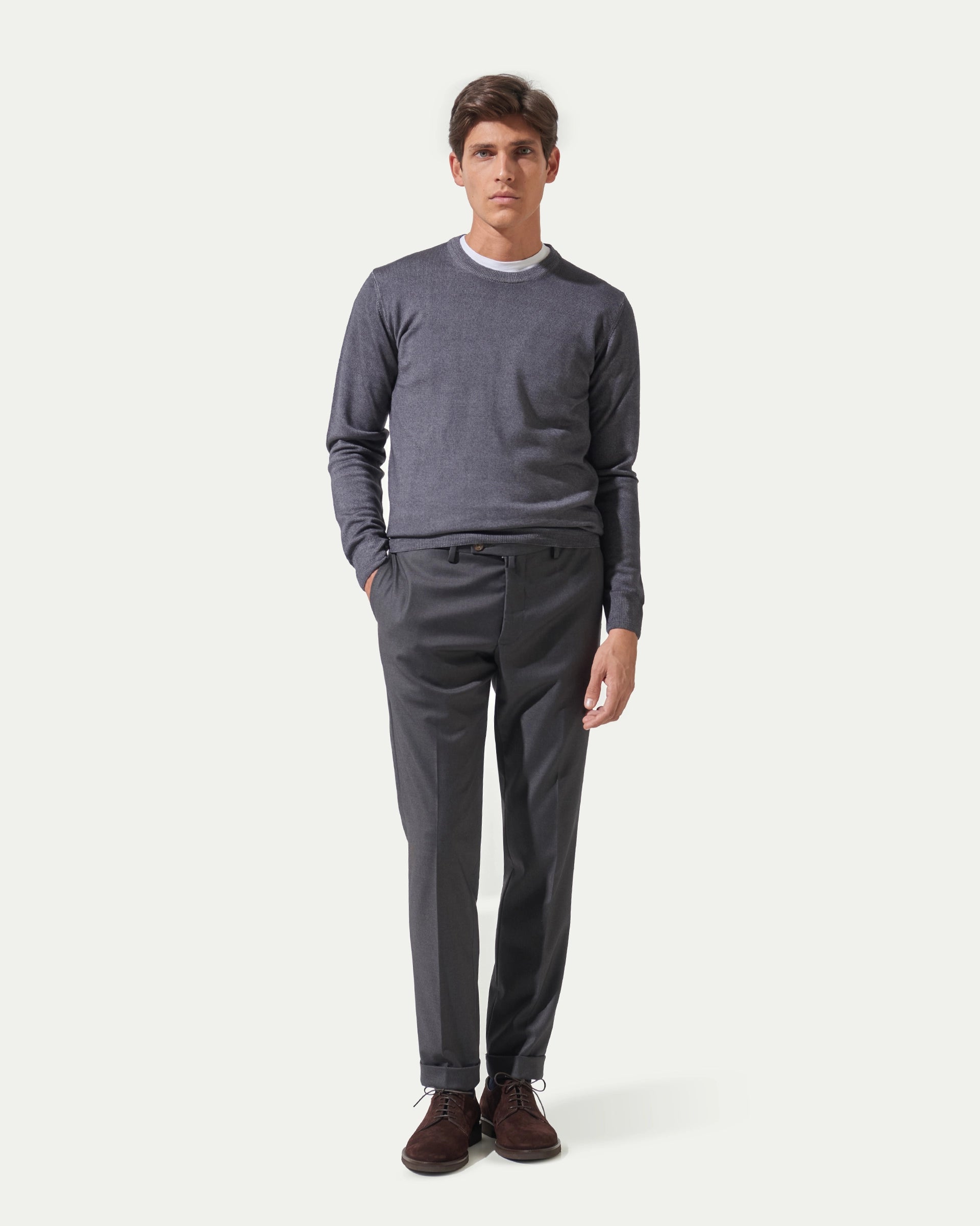Gray stretch wool trousers