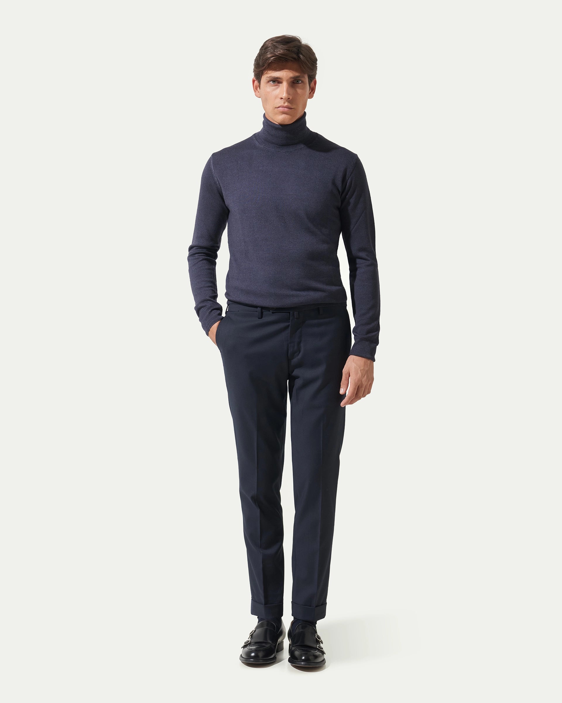 Blue stretch wool trousers