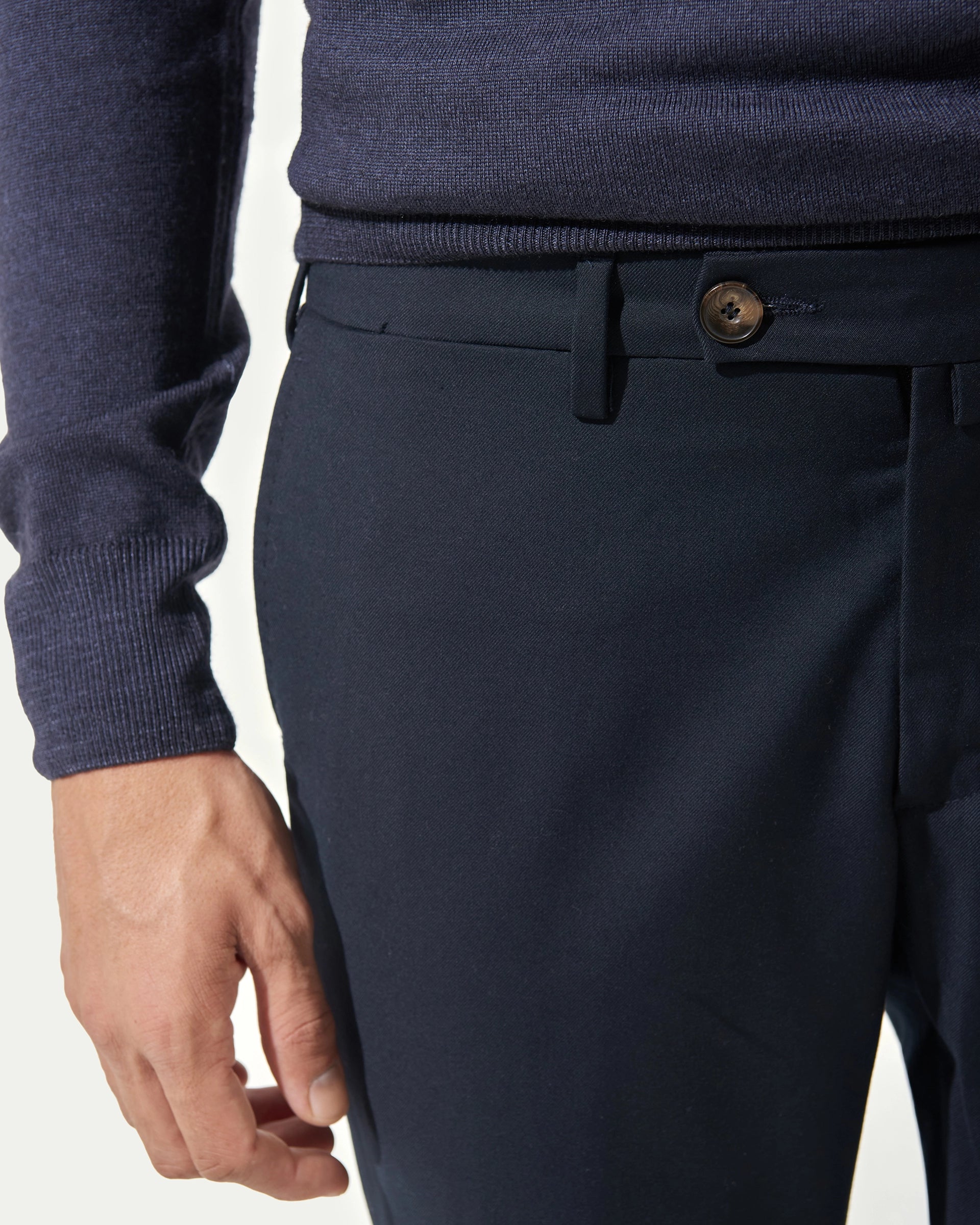 Blue stretch wool trousers