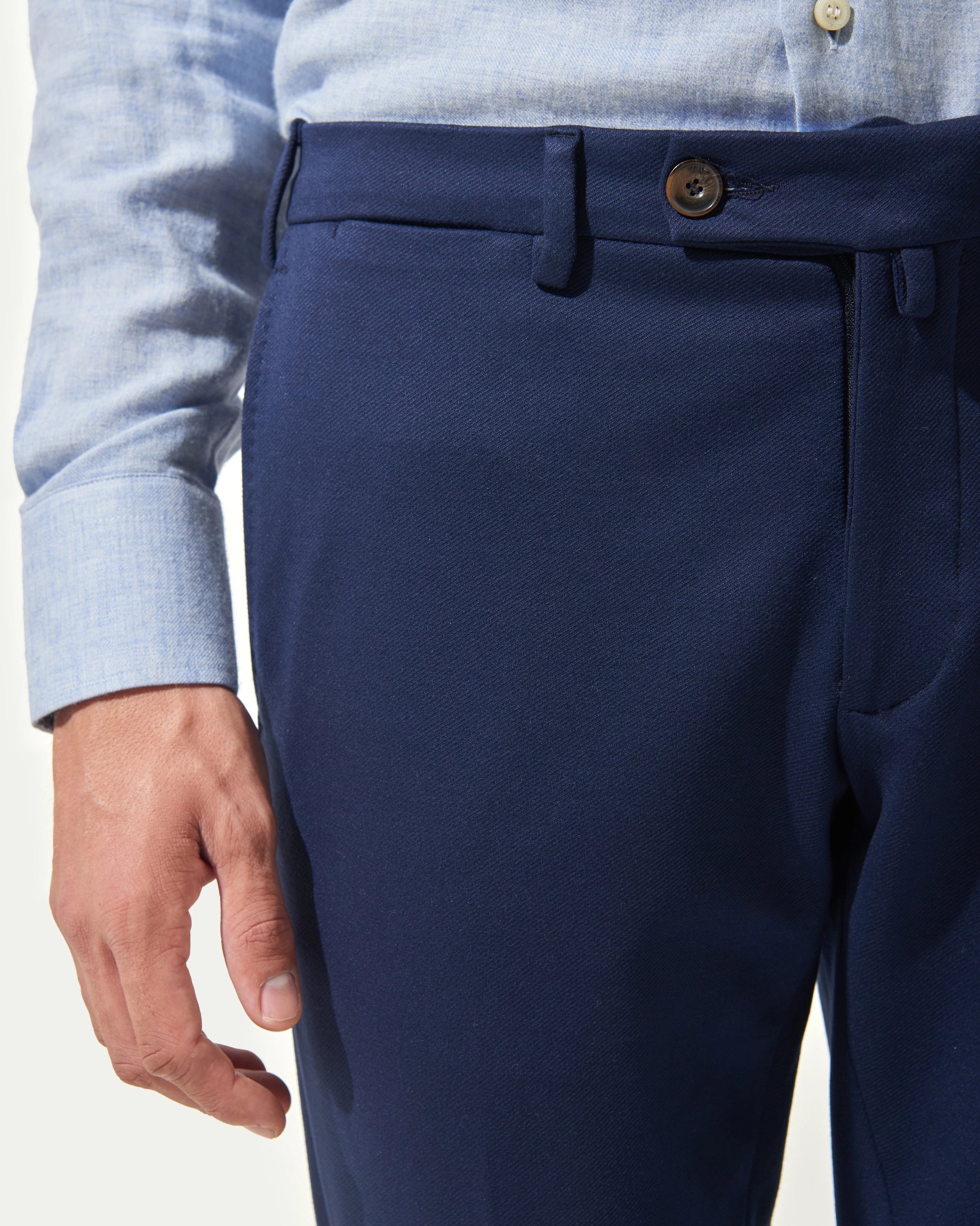 Pantalone blu jersey diagonale stretch