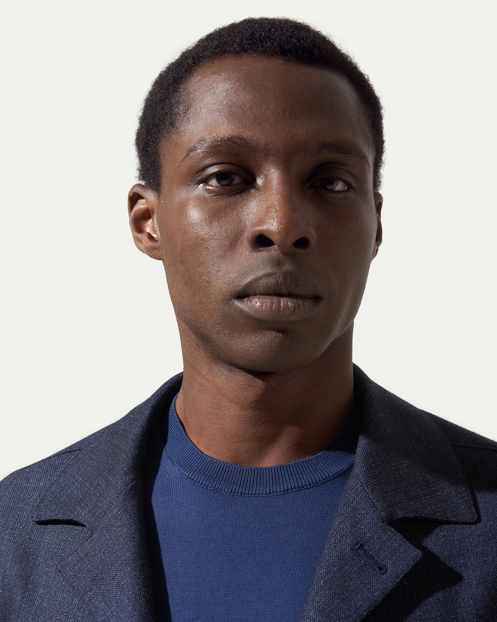 Shirt jacket blu in lana stretch tessuto Reda Flexo