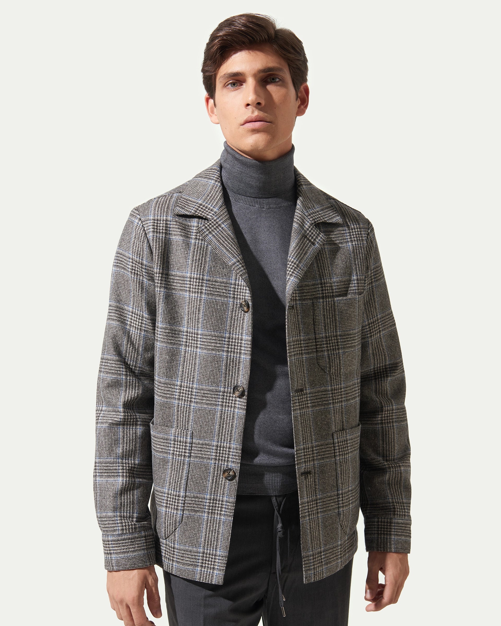 Shirt jacket Fantasia Galles in pura Lana tessuto Vitale Barberis & Canonico Vintage