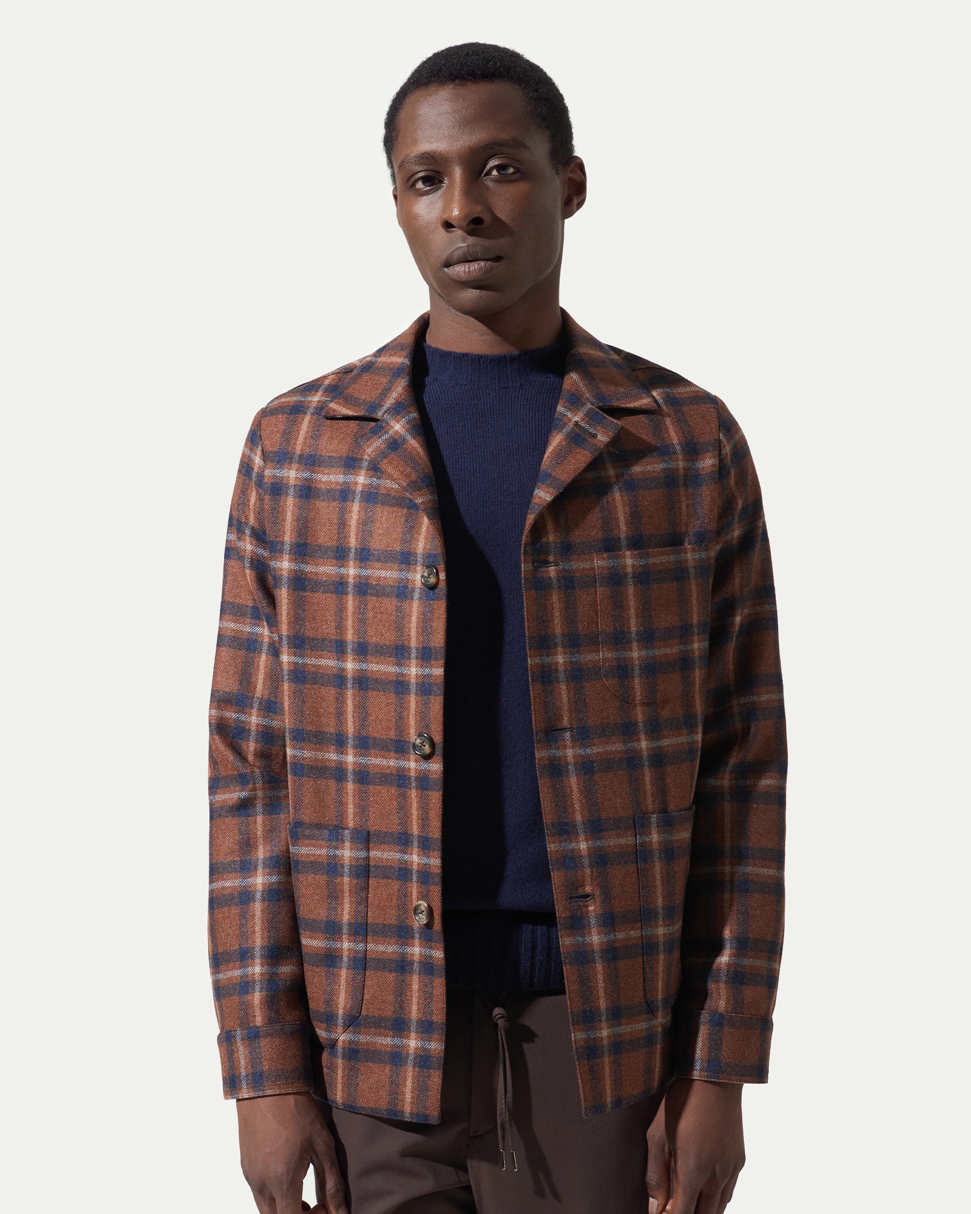 Shirt jacket Fantasia Scozzese in pura Lana tessuto Vitale Barberis & Canonico Vintage