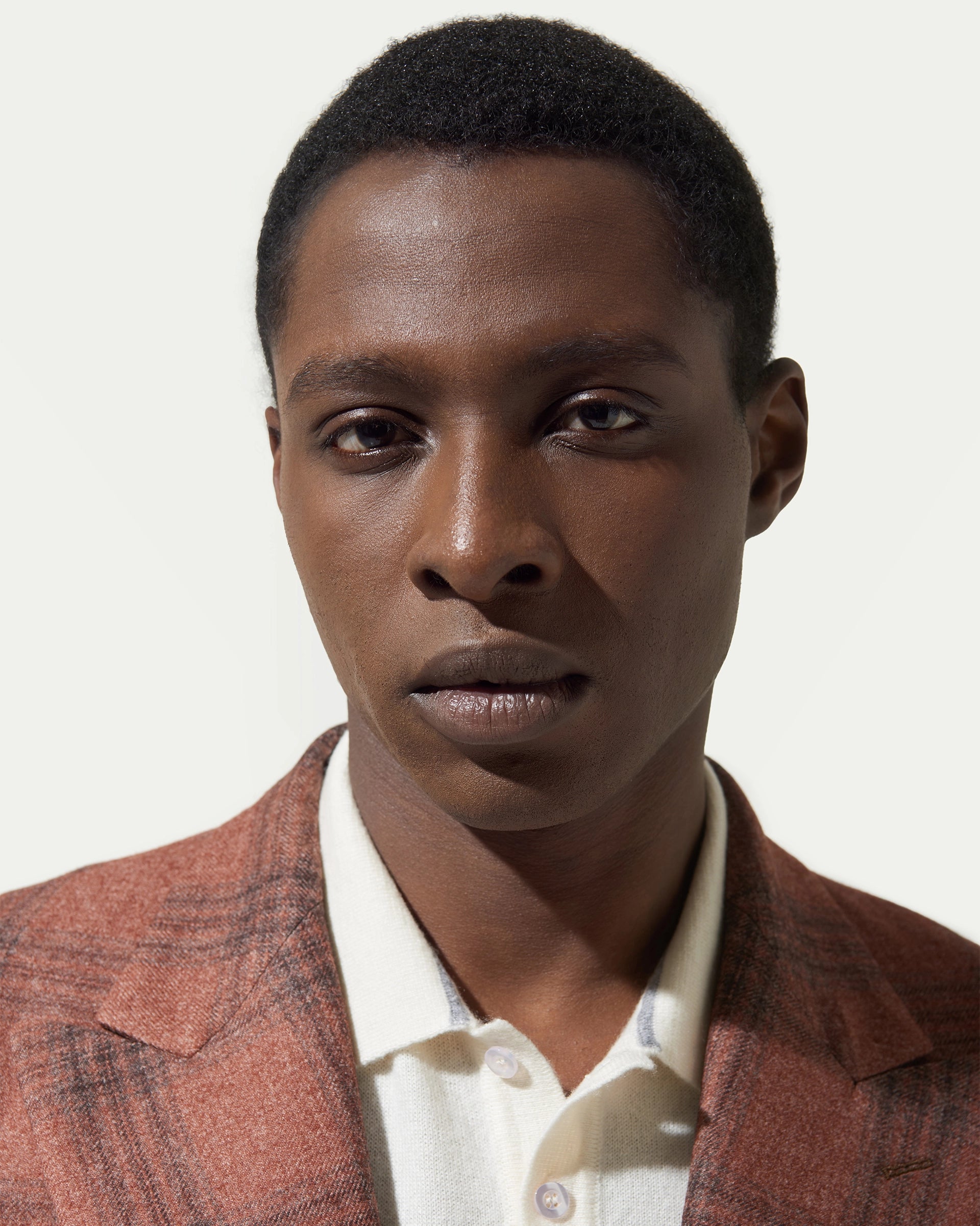 Giacca doppiopetto finestrato arancio in misto lana e cashmere tessuto Vitale Barberis & Canonico