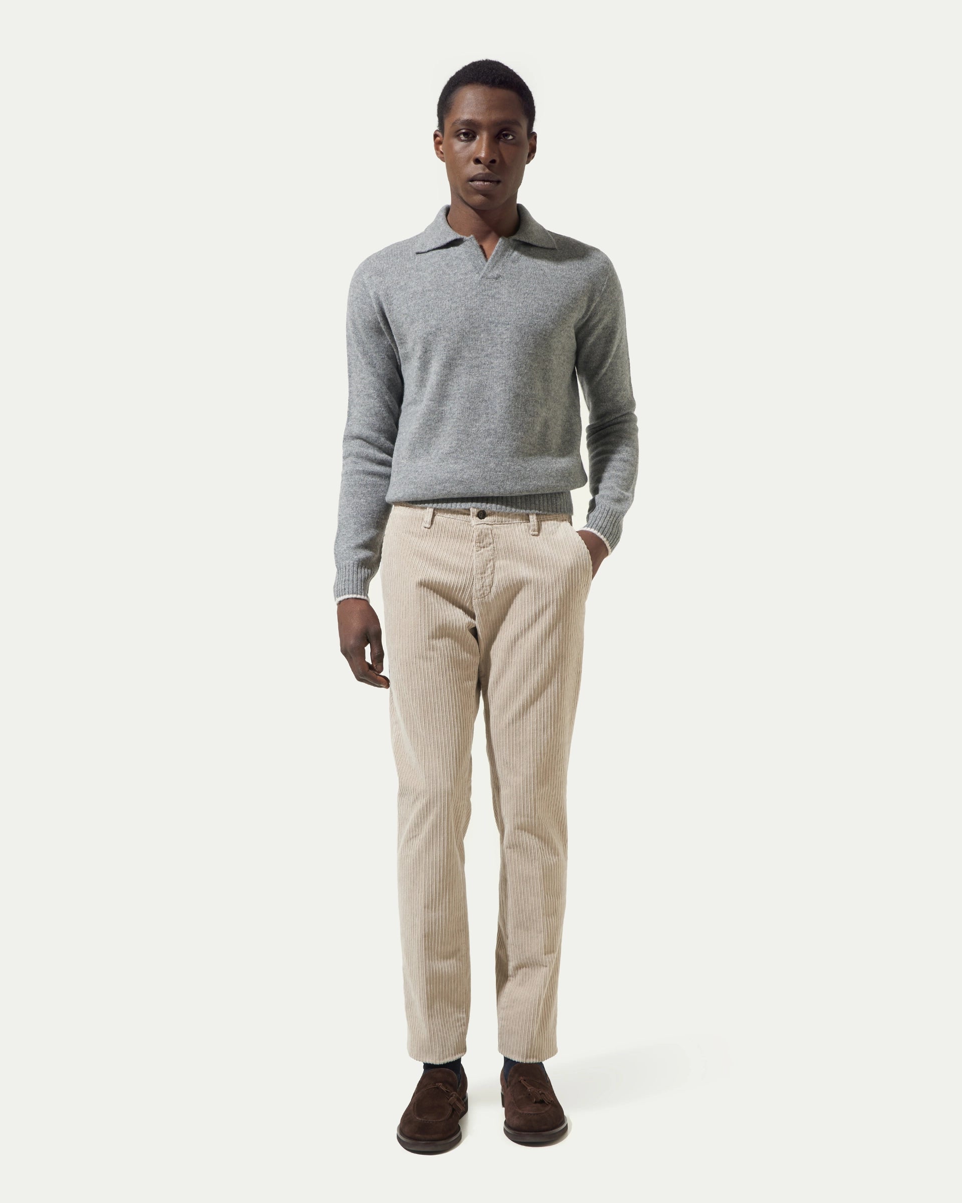 Pantalone beige in velluto a coste