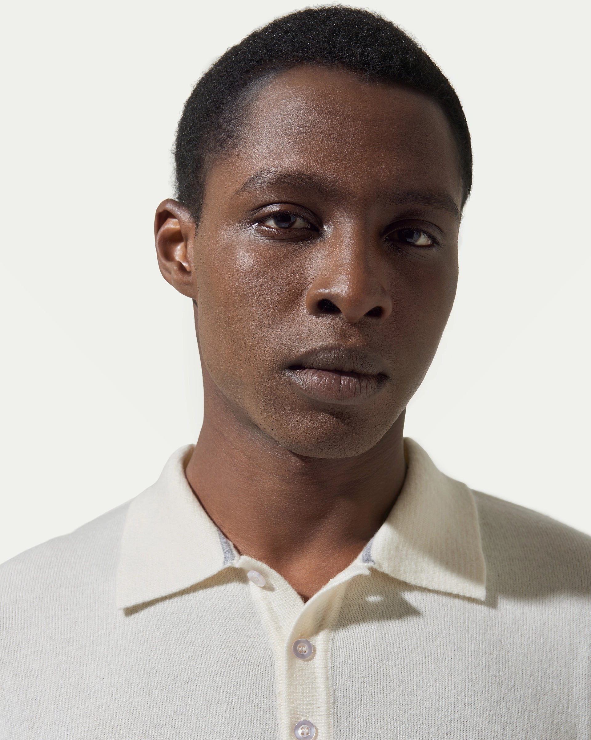 Polo 3 bottoni celeste in puro cashmere rasato finezza 12