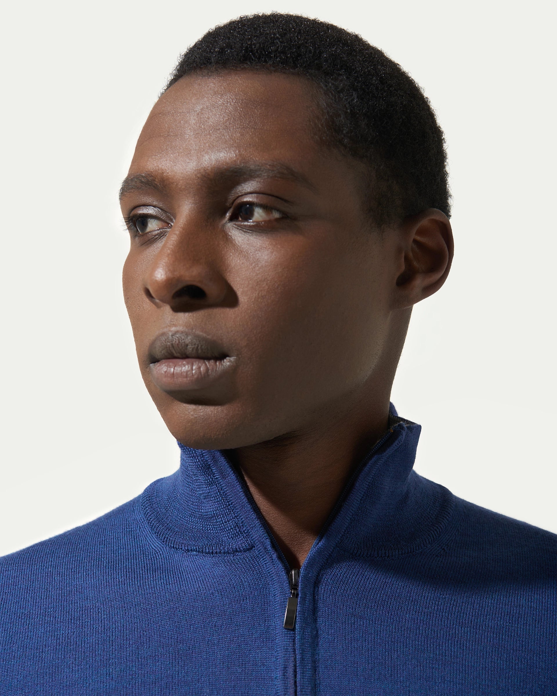 Serafino Zip cobalto in pura lana merinos extrafine finezza 12