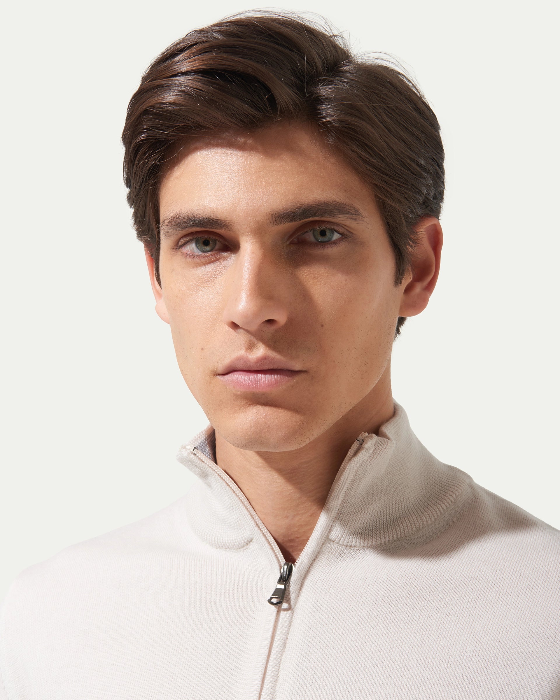 Serafino Zip beige in pura lana merinos extrafine finezza 12