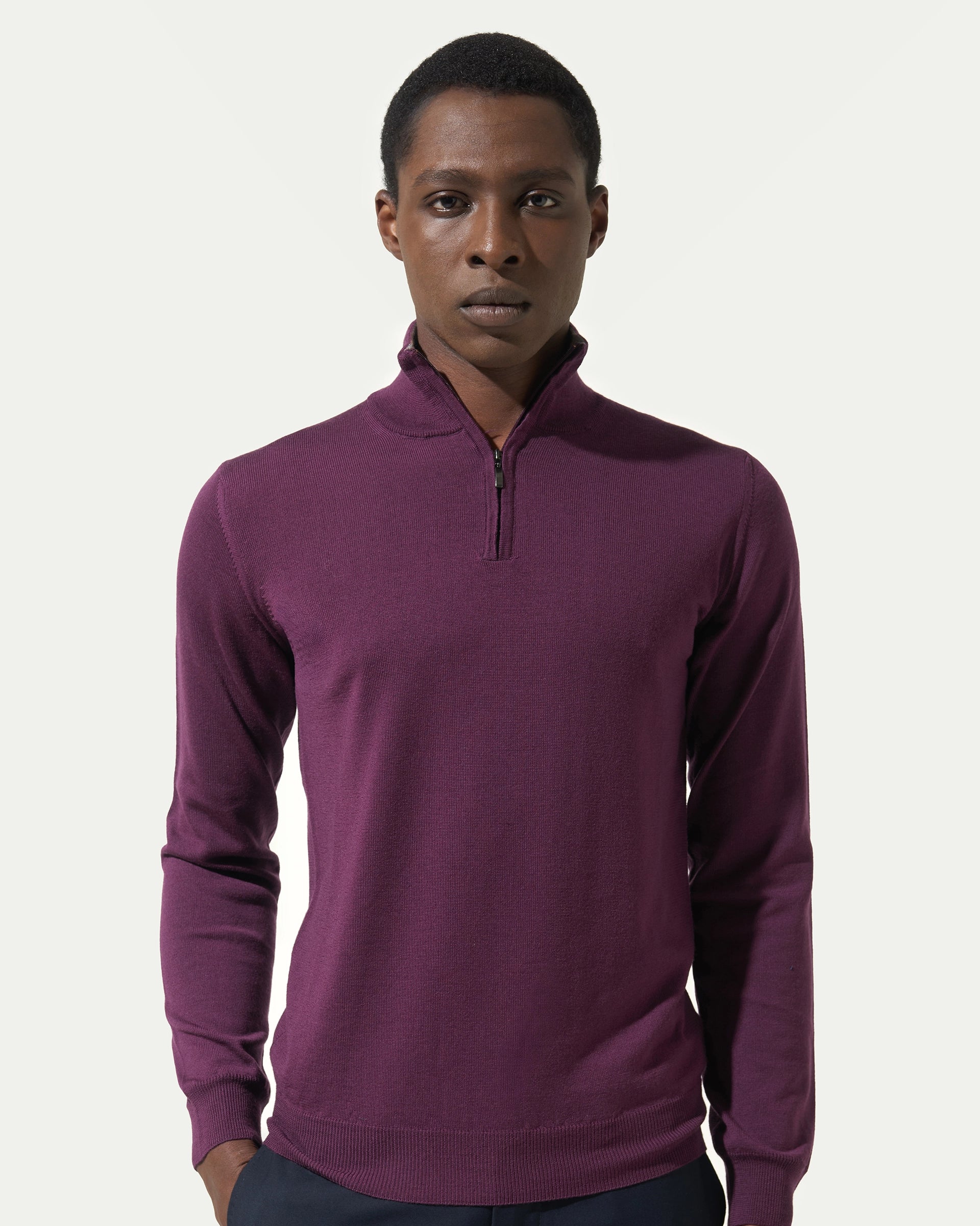 Serafino Zip viola in pura lana merinos extrafine finezza 12