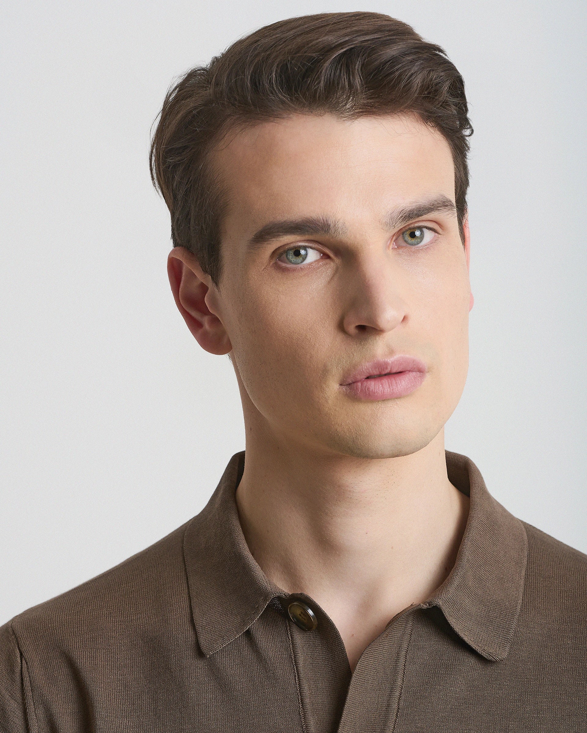 Giacca Camicia marrone manica corta in puro cotone crepe