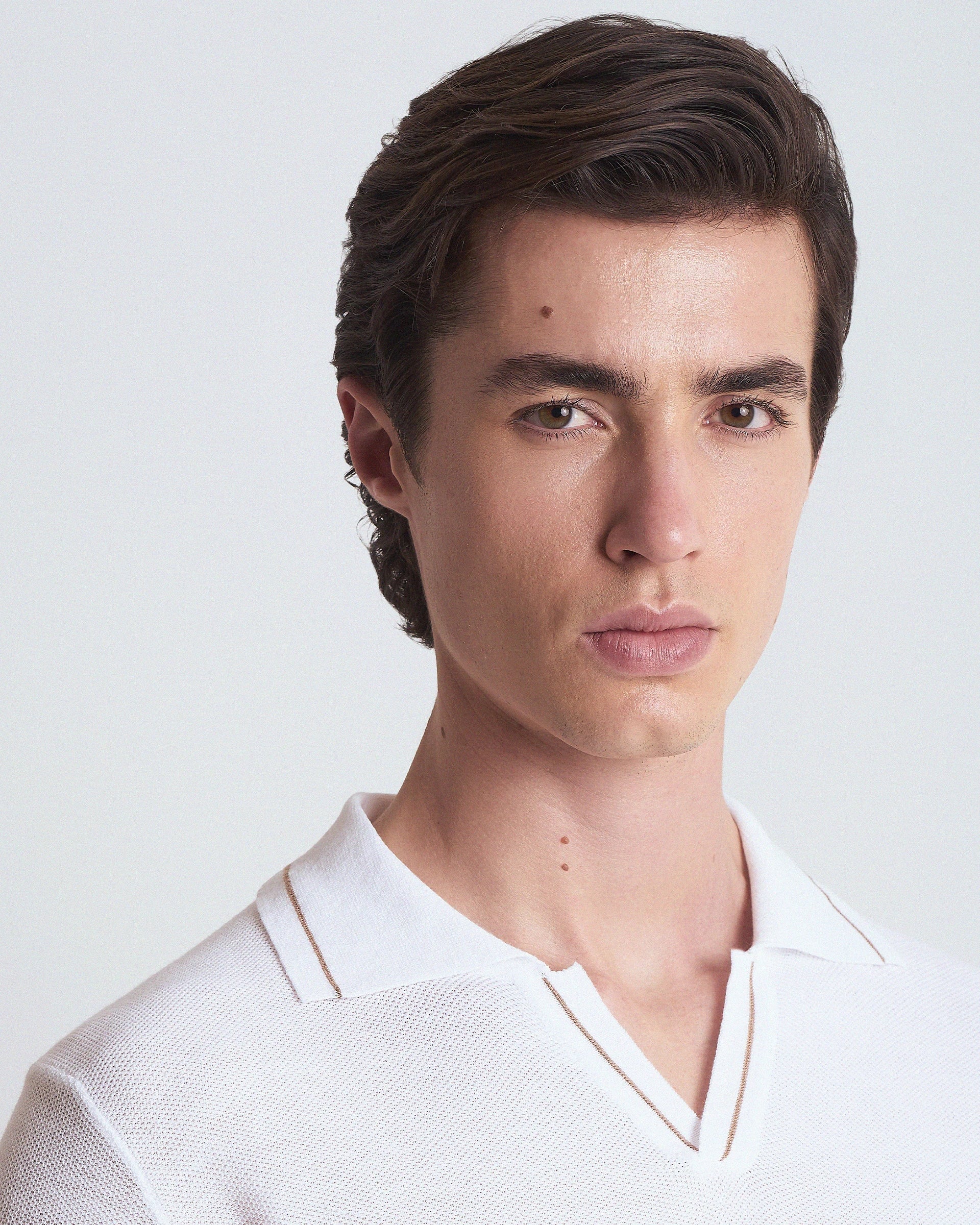 Polo derby bianca in puro cotone punto piquet