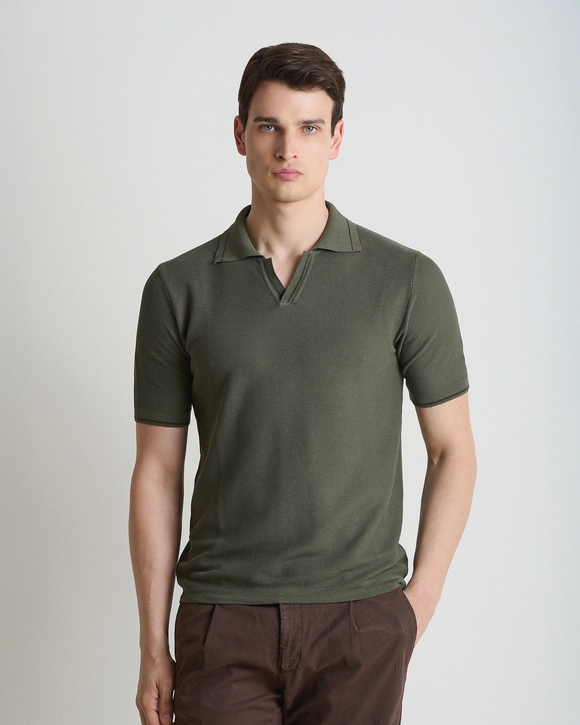Polo derby militare in puro cotone punto piquet