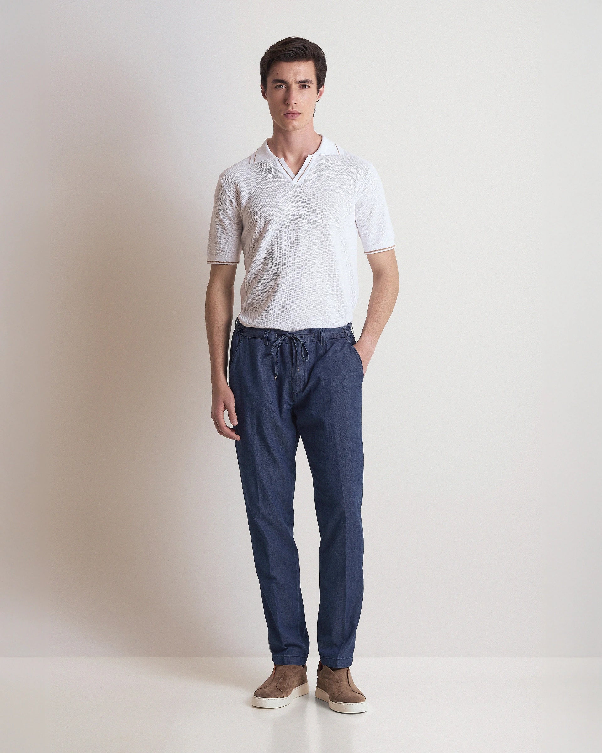 Pantalone Denim con coulisse ed elastico in puro cotone