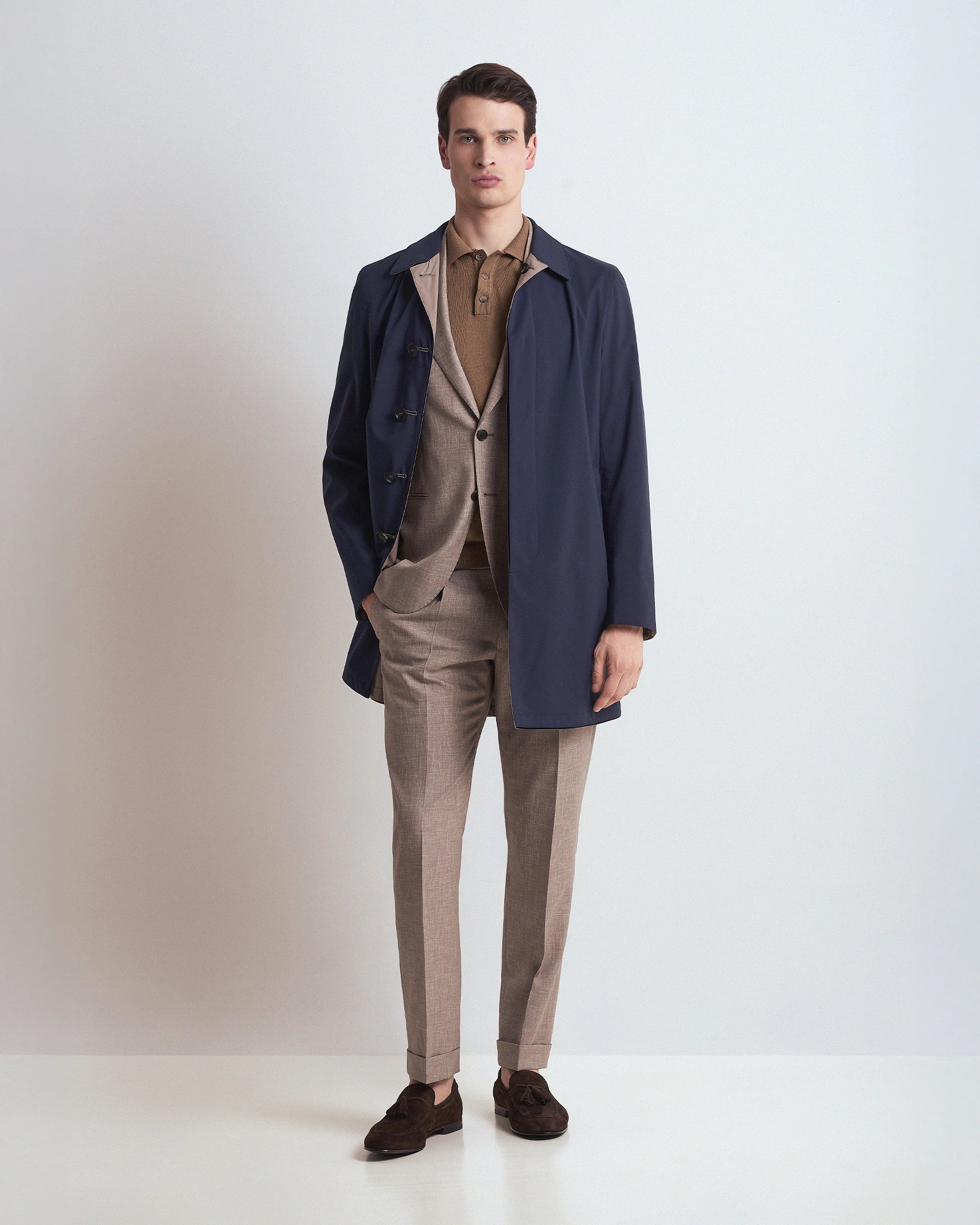 Trench  Blu/beige reversibile