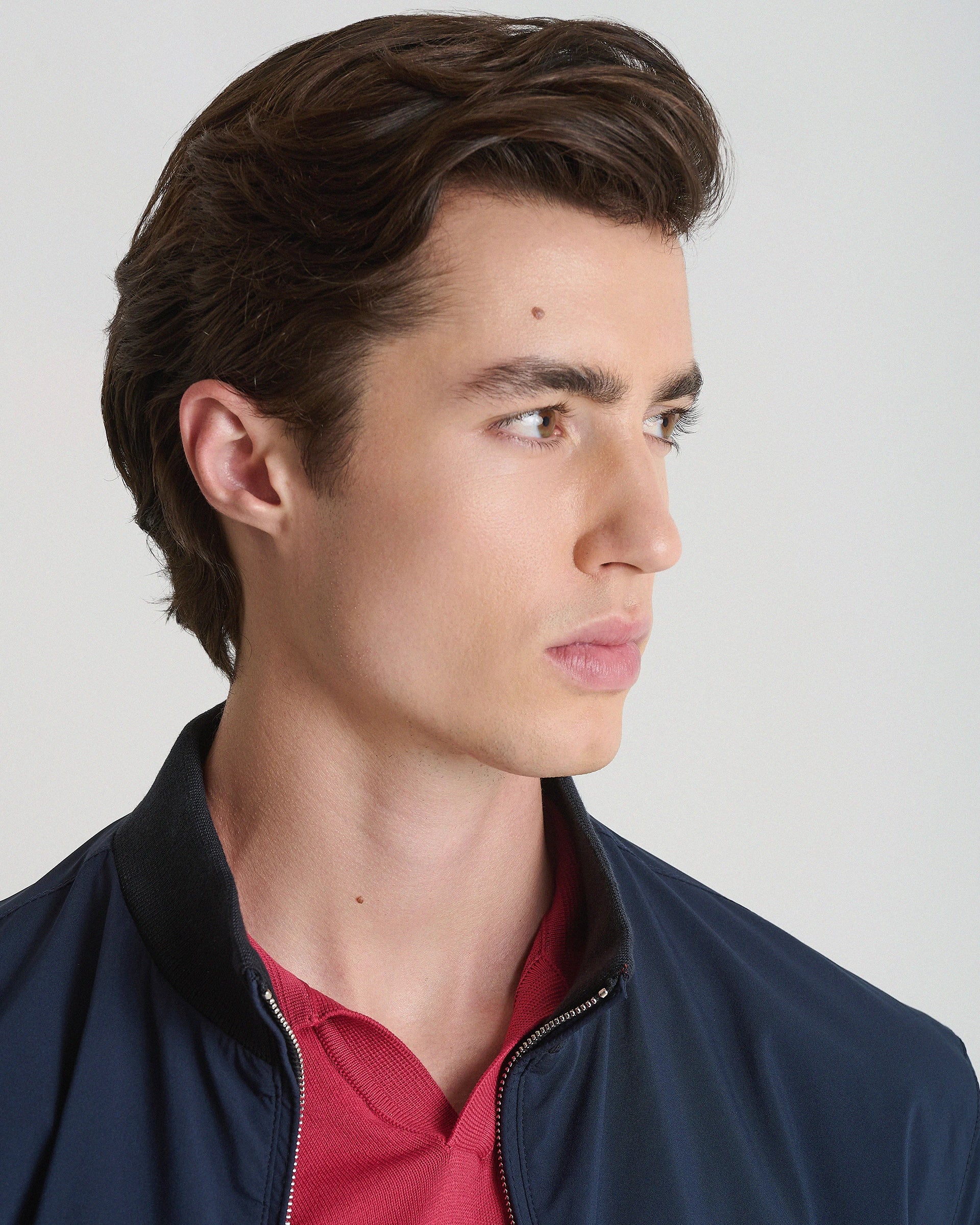 Bomber foderato blu in tessuto tecnico Olmetex