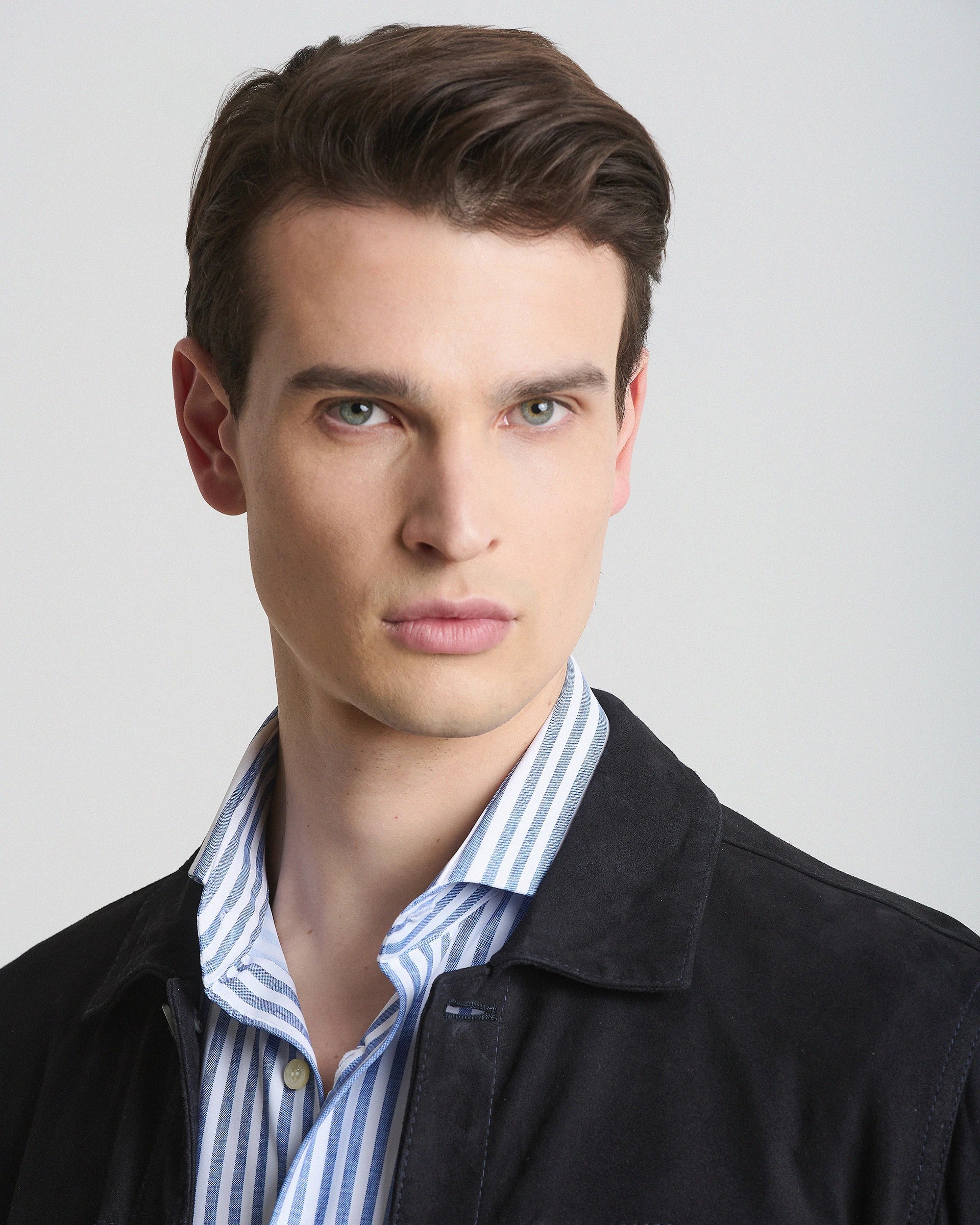 Shirt Jacket blu in camoscio nappato