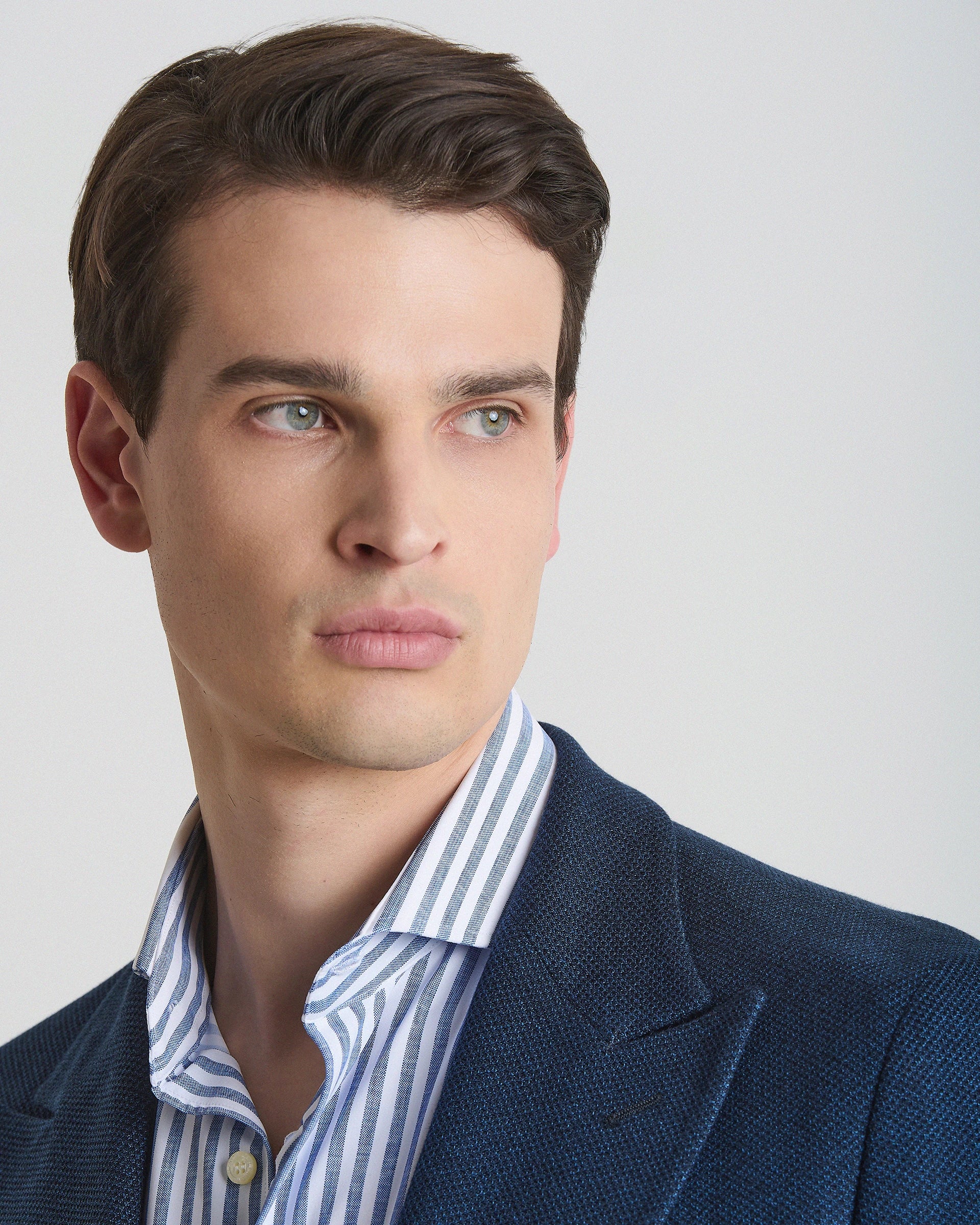 Double-breasted Blue Jacket in pure cotton Maggia fabric