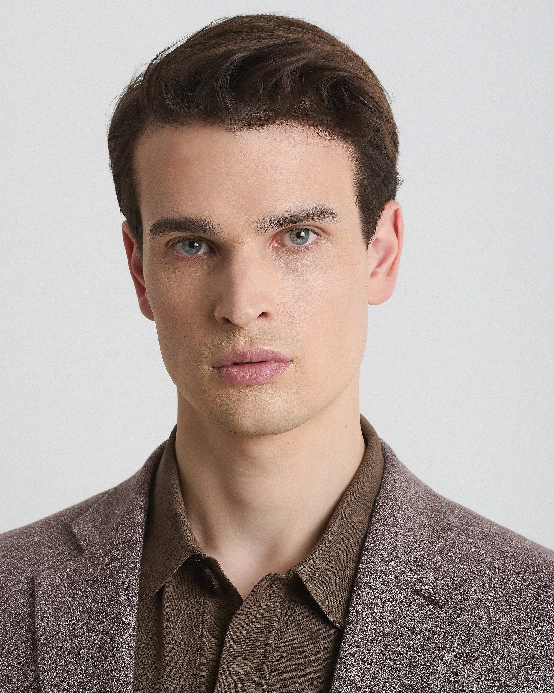 Giacca beige Principe di Galles crosshatch in pura lana tessuto Vitale Barberis e Canonico