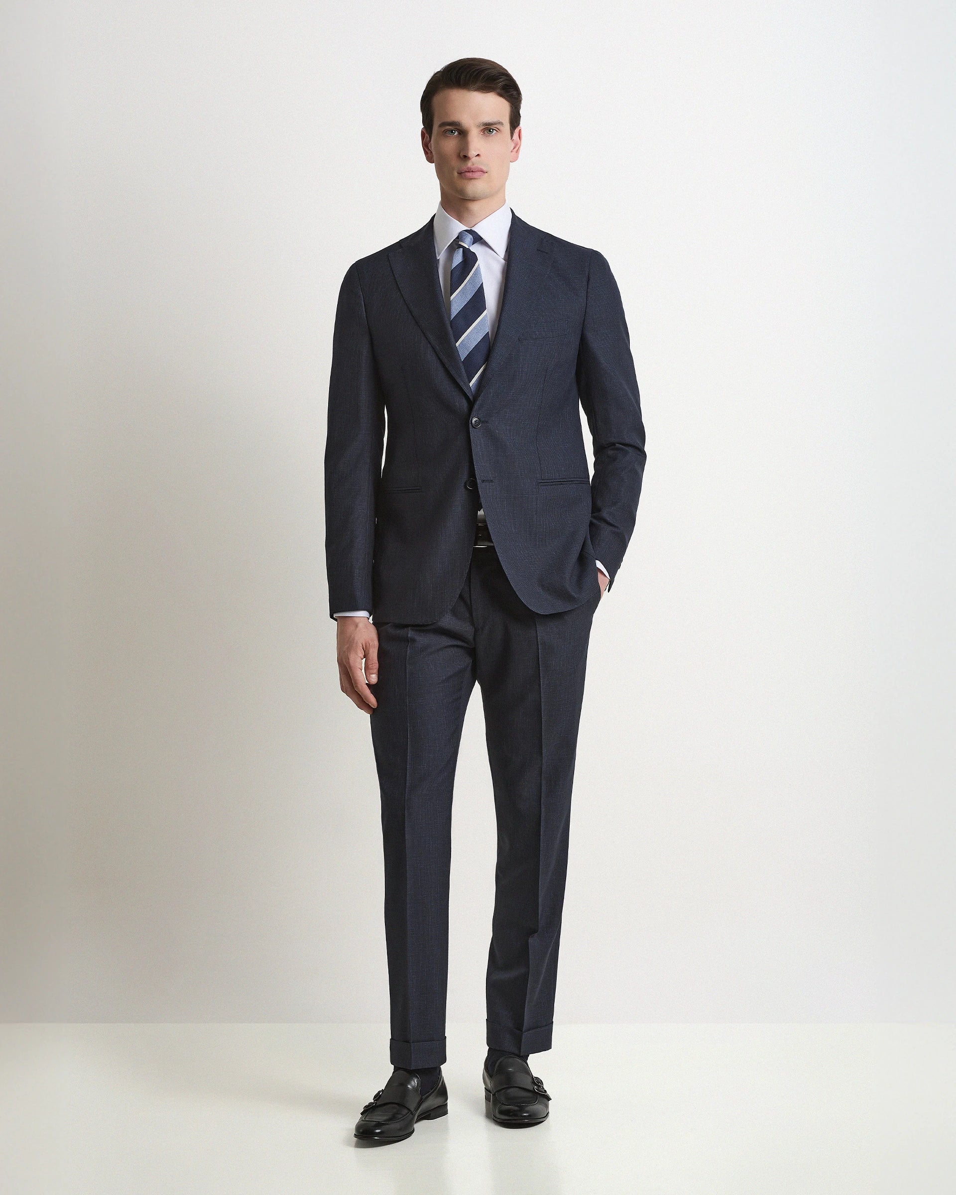 Abito Pied de Poule Blu in pura lana tessuto Vitale Barberis & Canonico Vintage