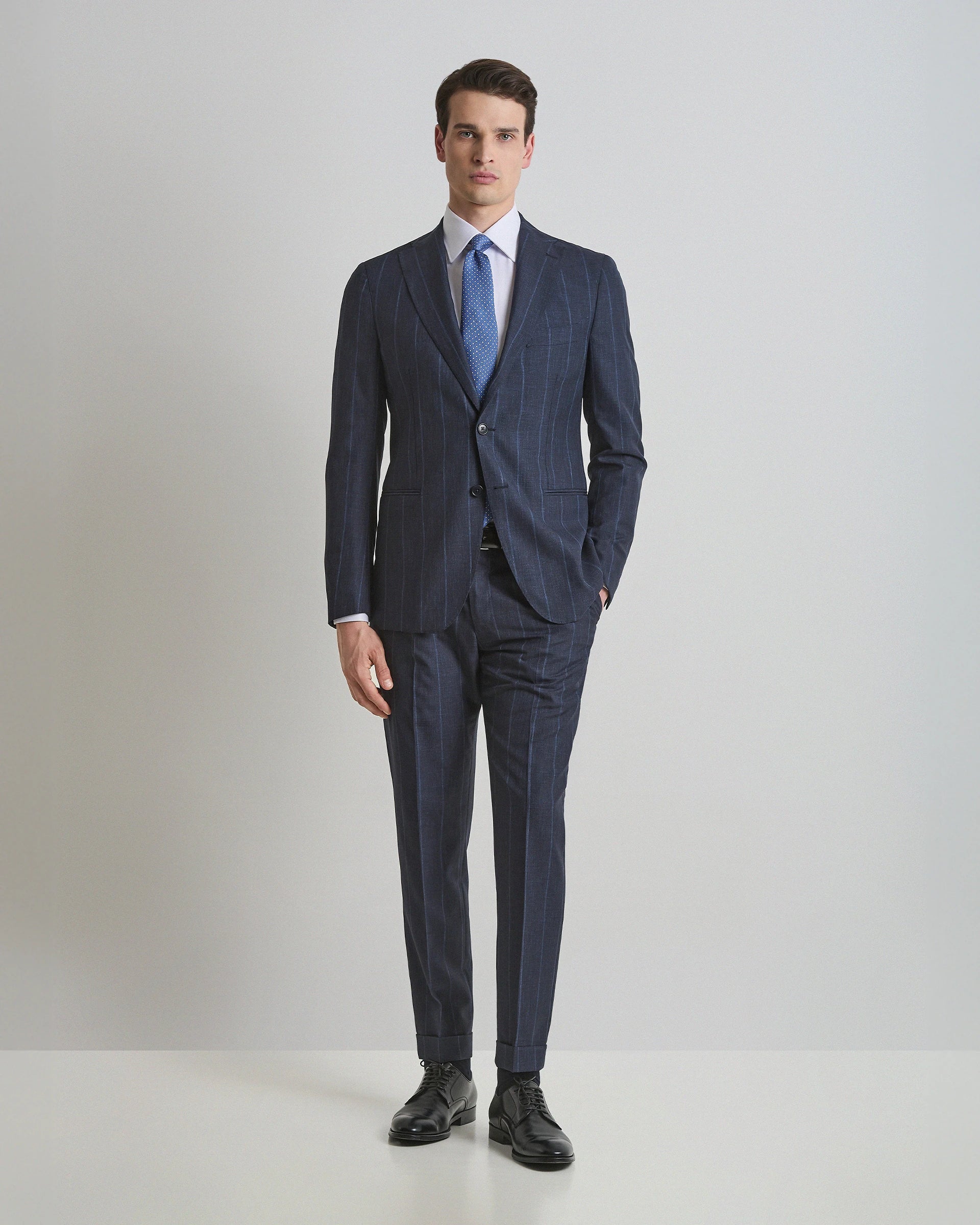 Abito Gessato Blu in pura lana tessuto Vitale Barberis & Canonico Vintage