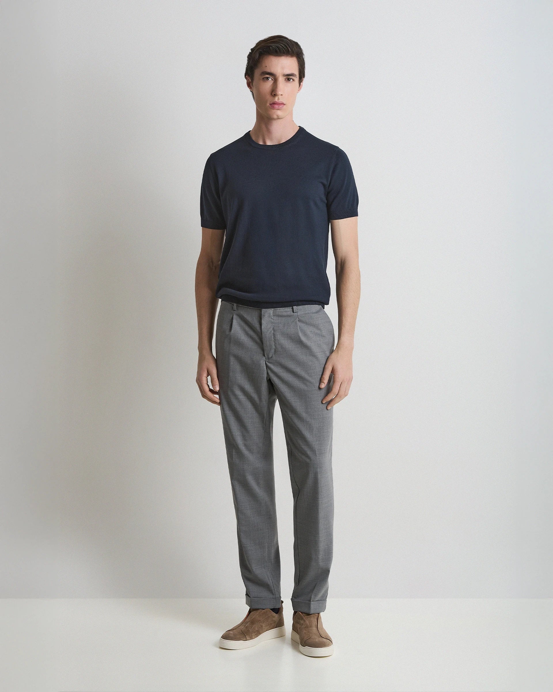 Pantalone grigio in lana tecnica stretch