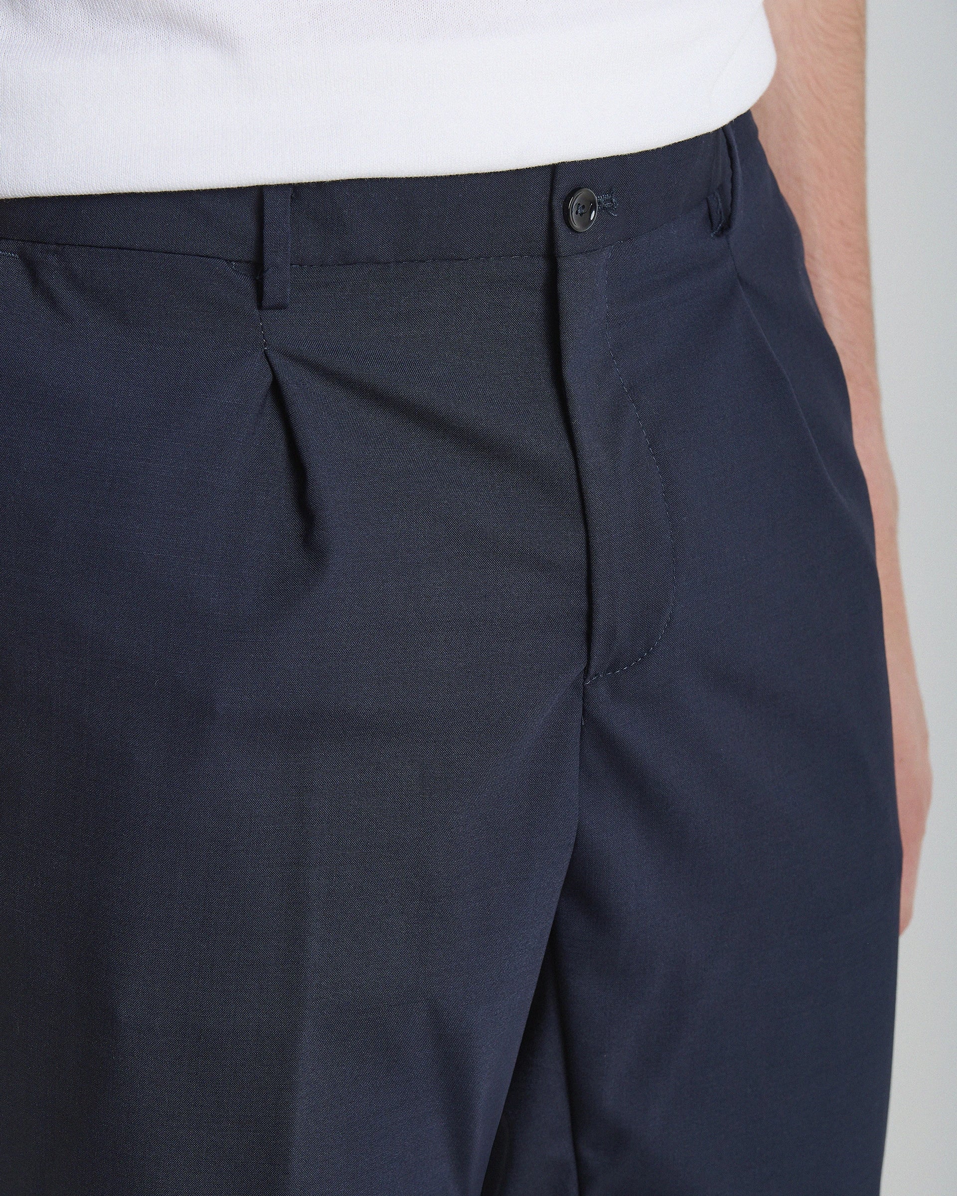 Pantalone blu in lana tecnica stretch