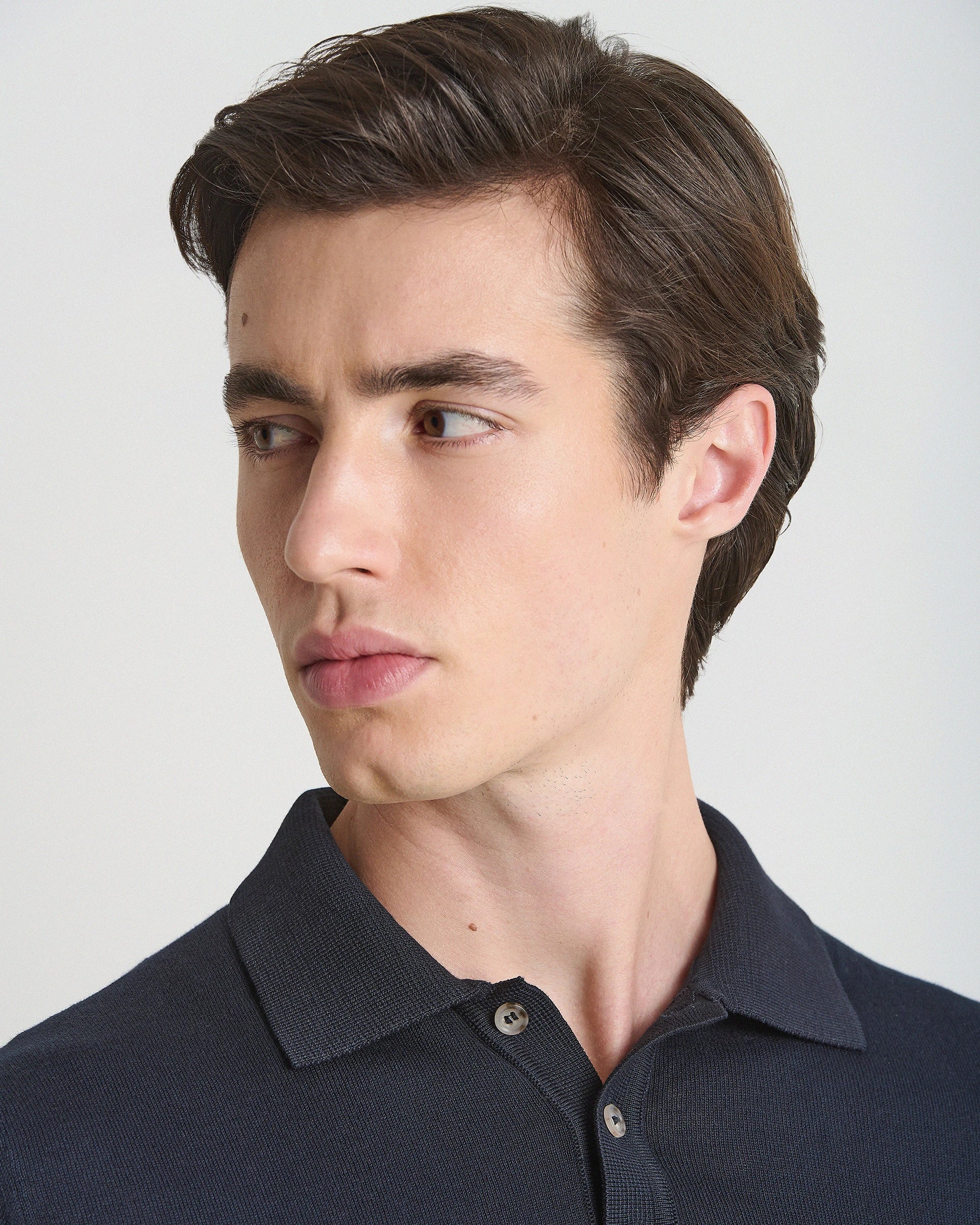 Polo 3 Bottoni manica corta navy in puro cotone