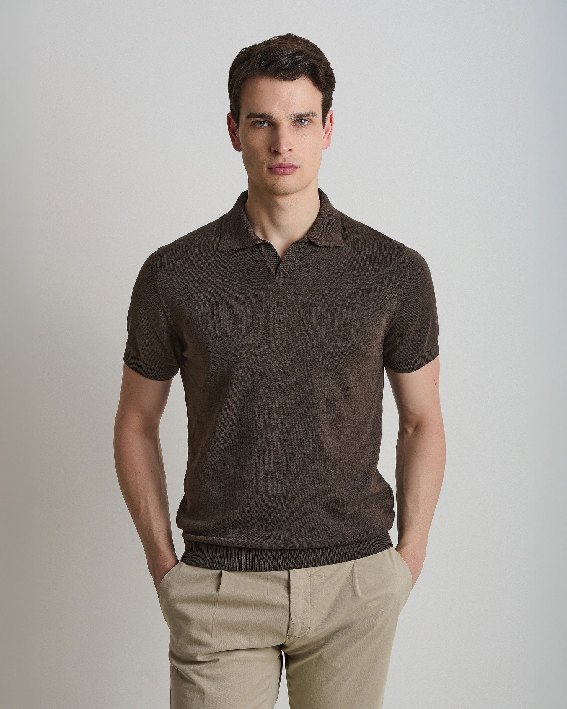 Polo derby manica corta moro in puro cotone