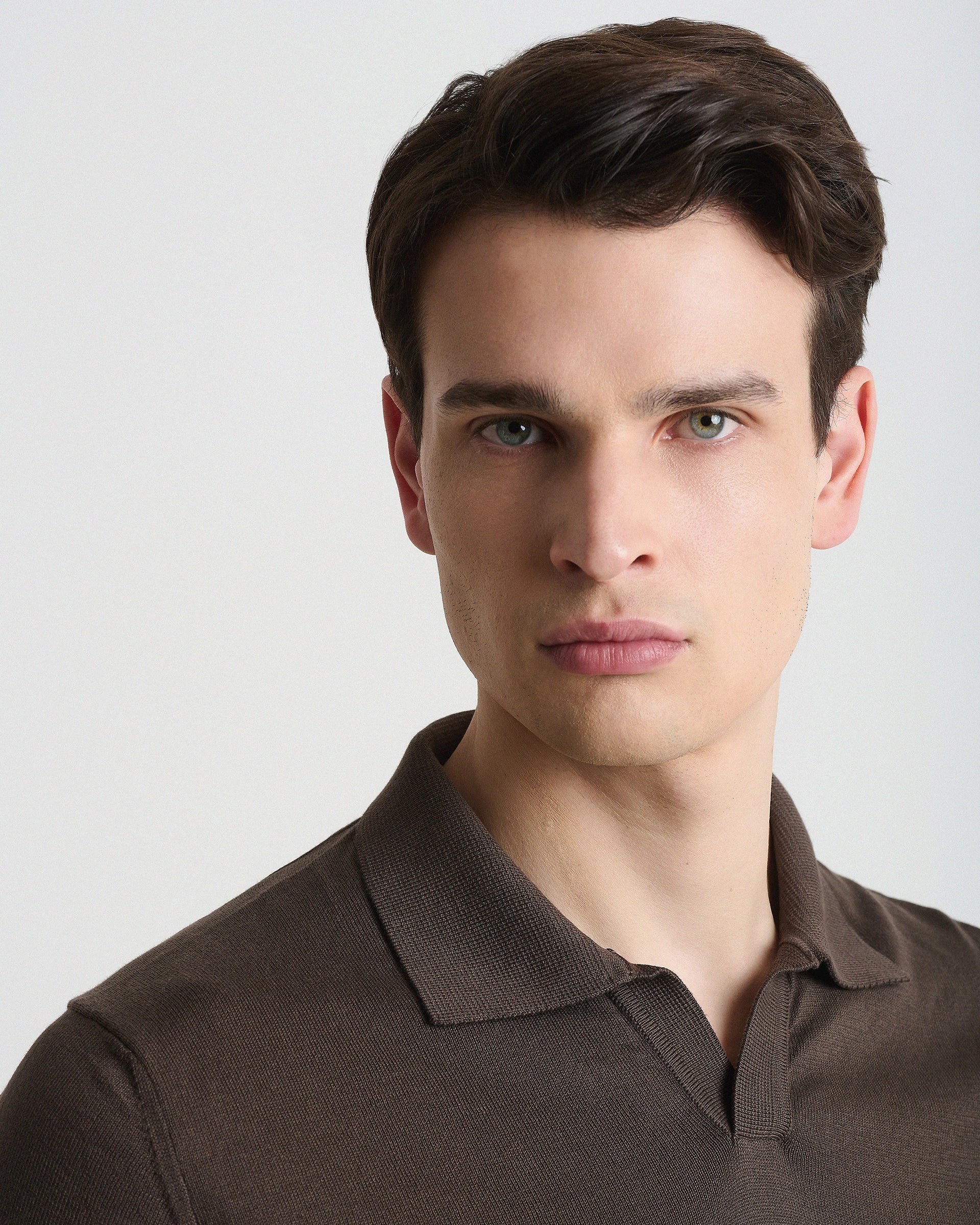 Polo derby manica corta moro in puro cotone