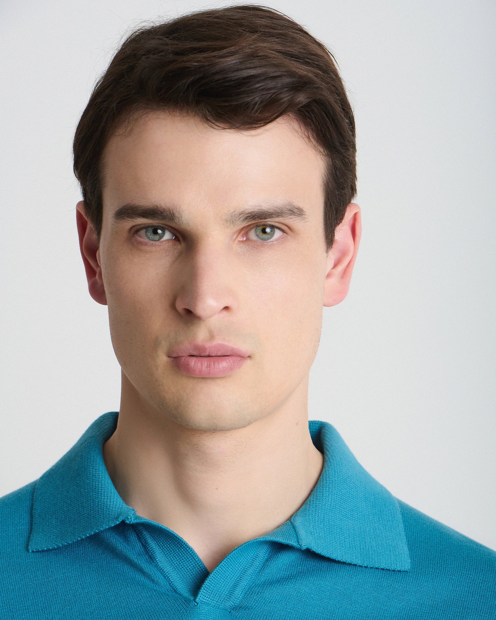 Polo derby manica corta ottanio in puro cotone