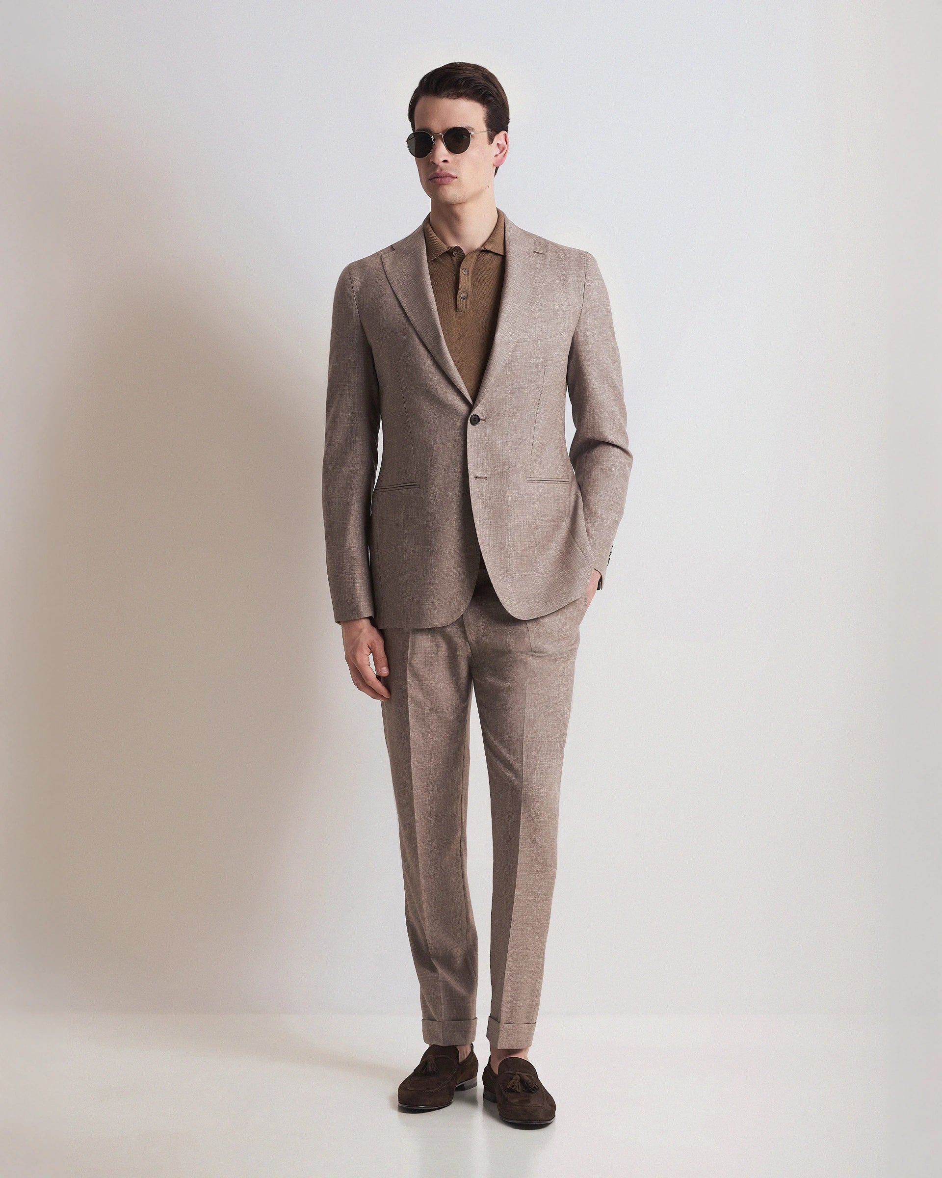 Abito Fiammato Beige in pura lana tessuto Vitale Barberis & Canonico Vintage