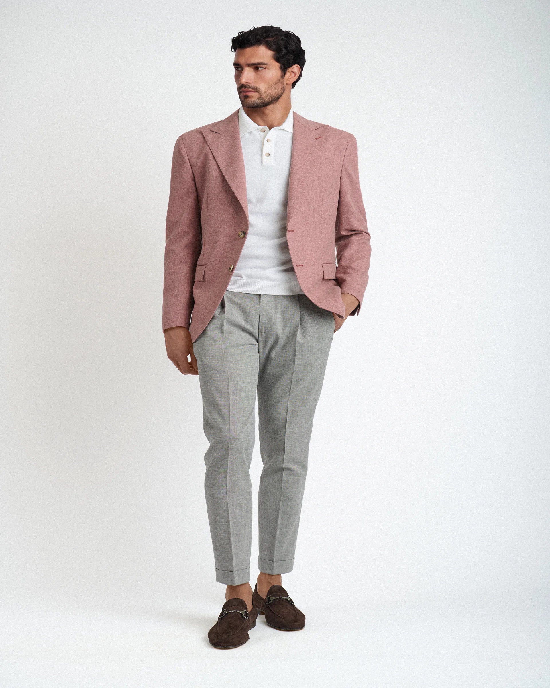 Giacca Rosa  in Lana, Cotone e Seta – Tessuto Vitale Barberis Canonico “Vintage”