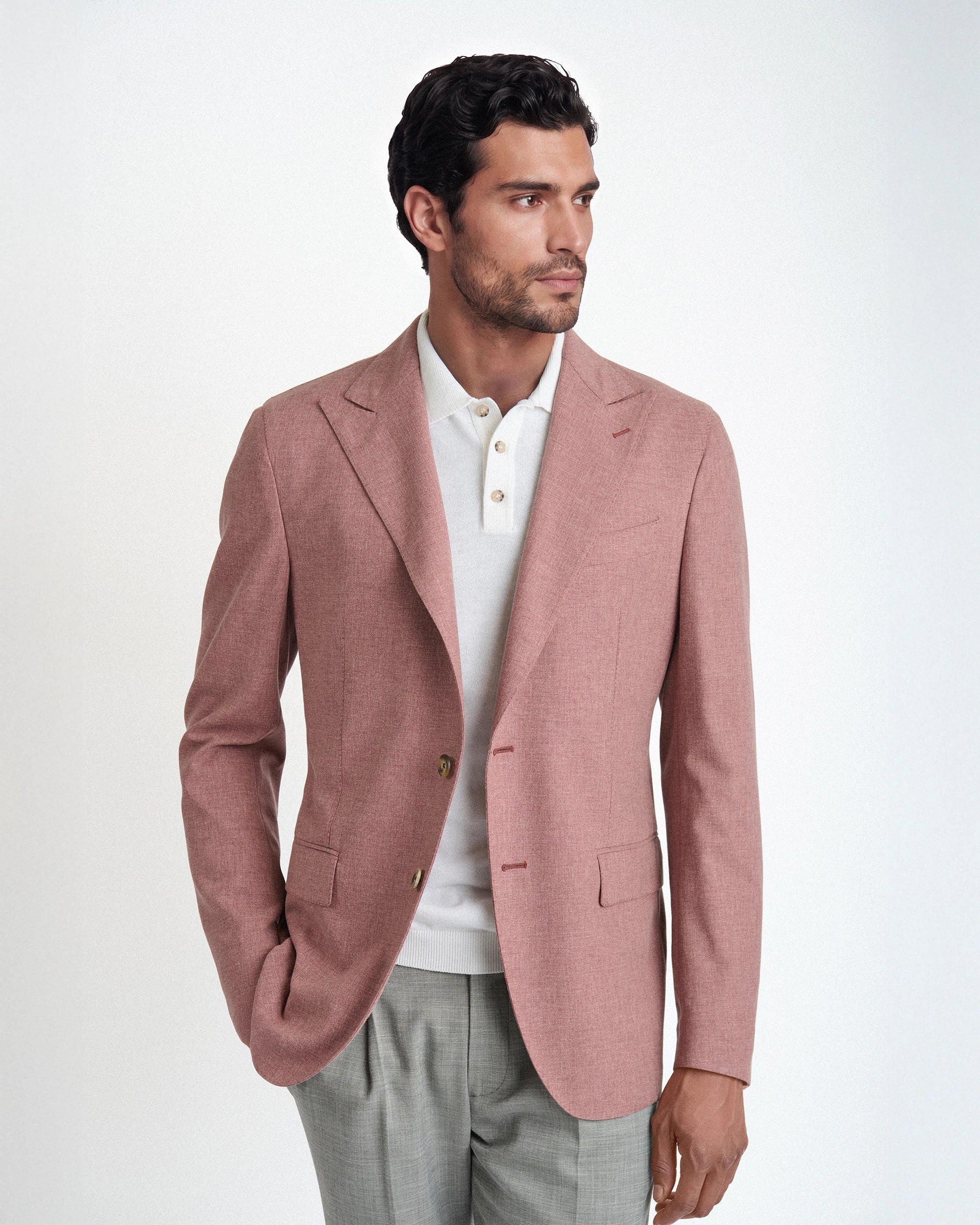 Pink Wool, Cotton, and Silk Jacket – Vitale Barberis Canonico “Vintage” Fabric