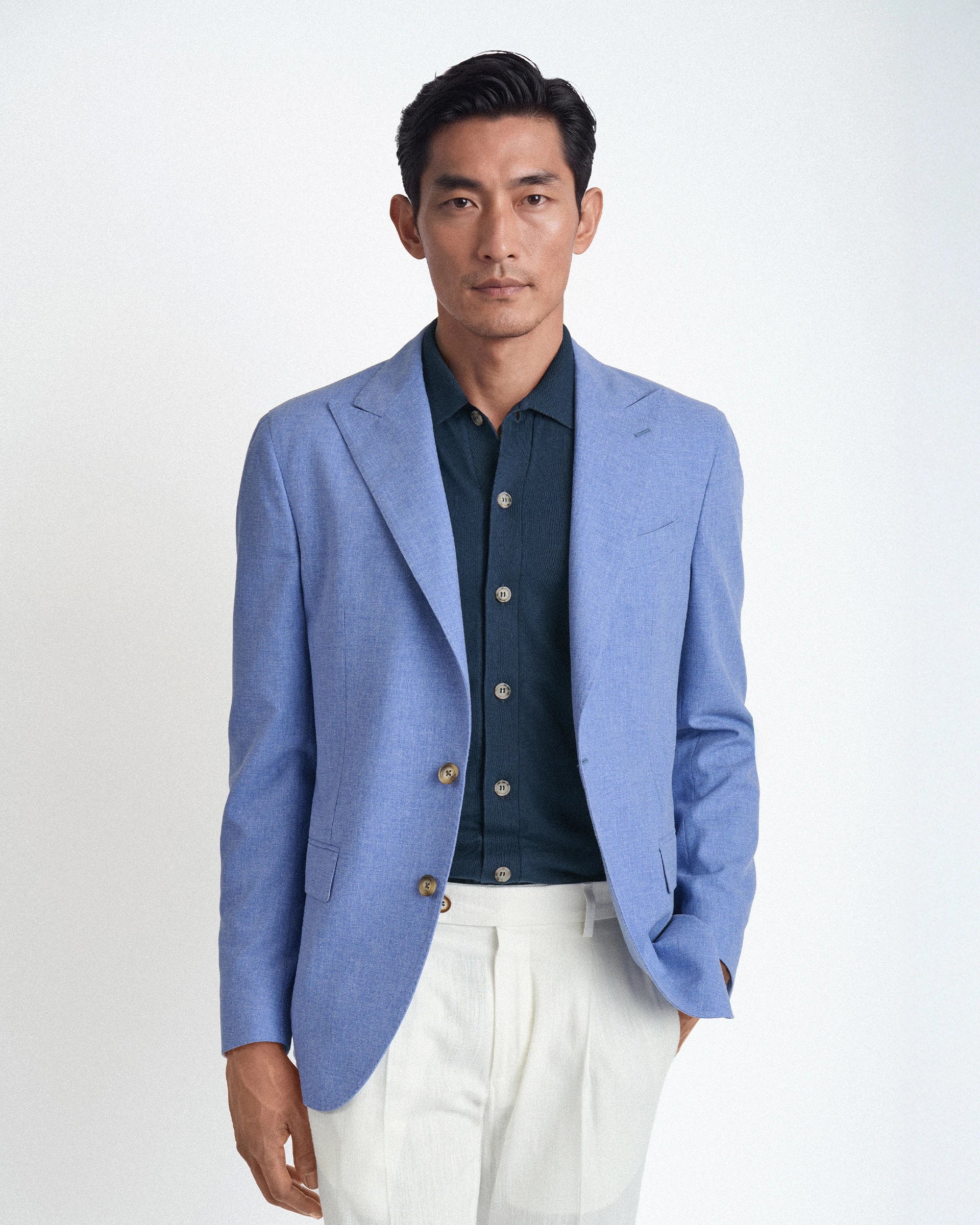 Giacca Azzurro  in Lana, Cotone e Seta – Tessuto Vitale Barberis Canonico “Vintage”