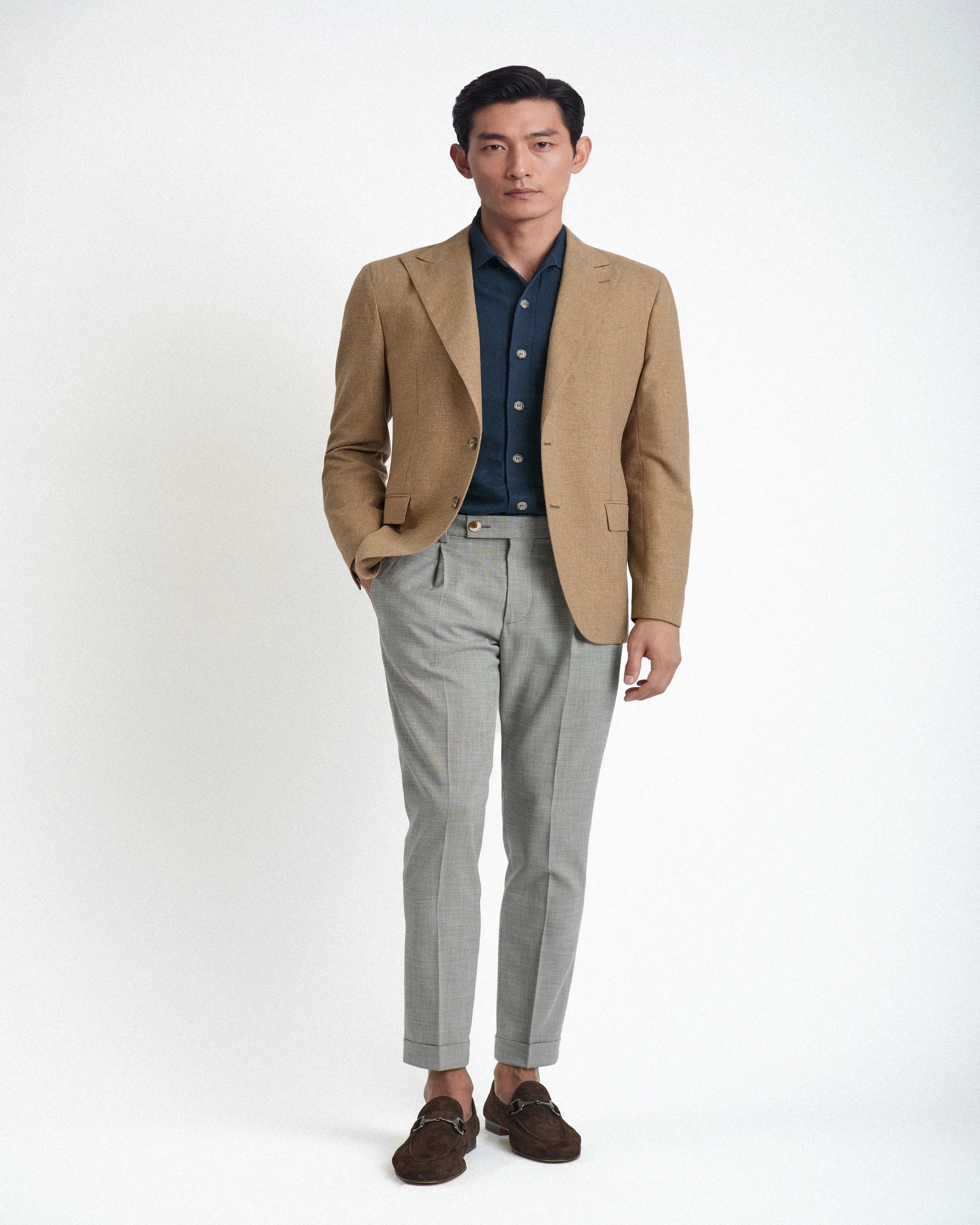 Giacca Beige in Lana, Cotone e Seta – Tessuto Vitale Barberis Canonico “Vintage”