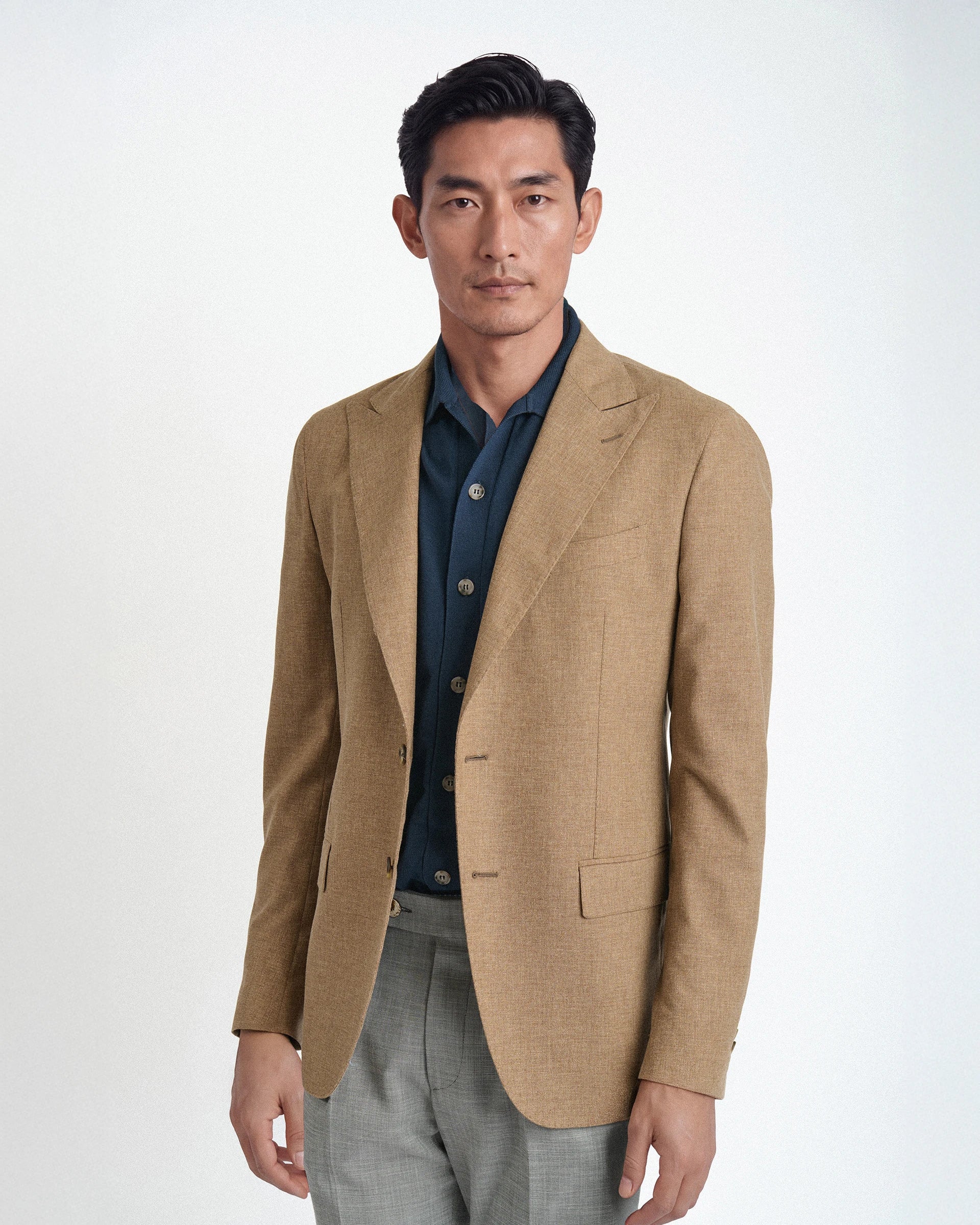 Giacca Beige in Lana, Cotone e Seta -Tessuto Vitale Barberis Canonico “Vintage”