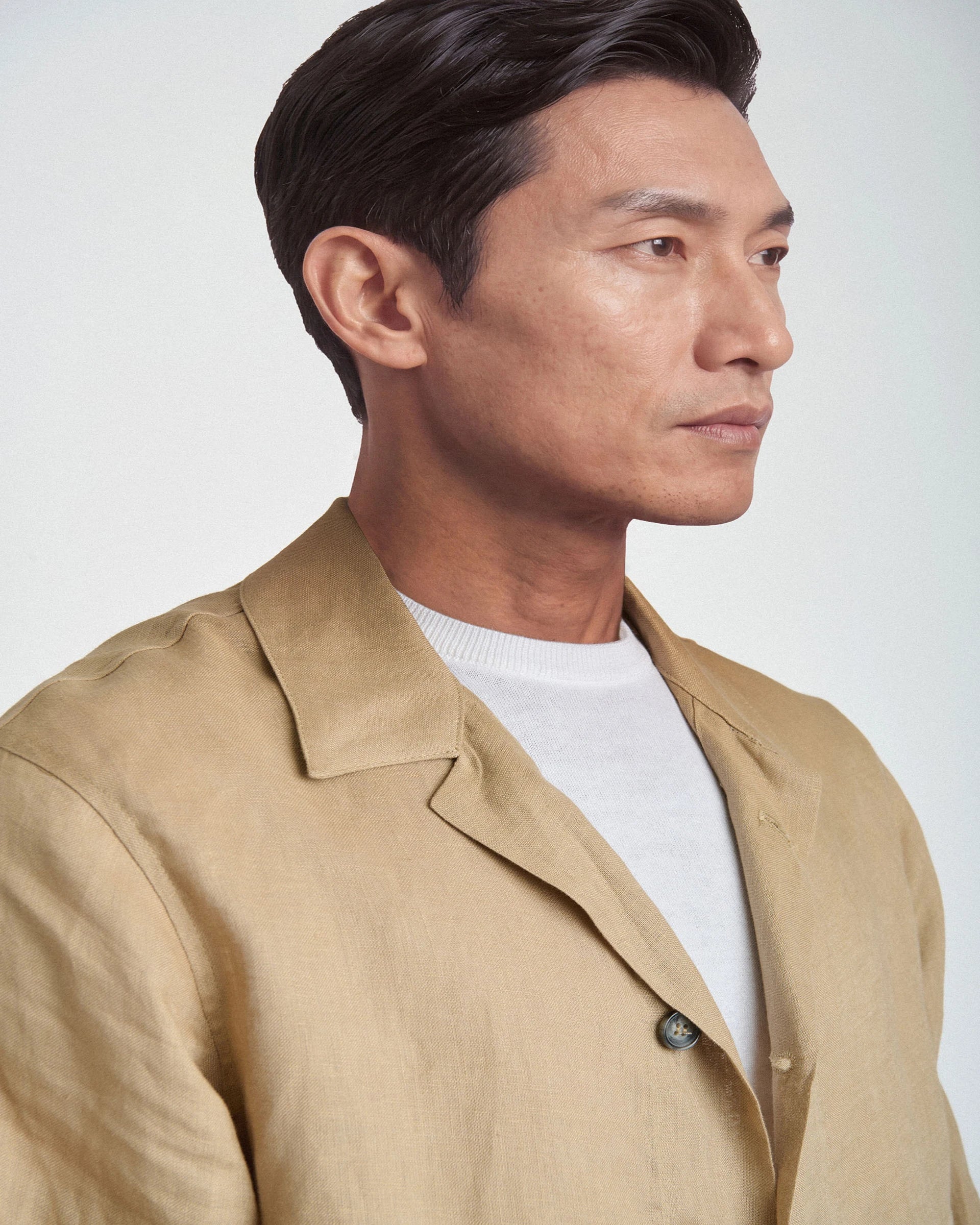 Shirt Jacket beige in puro lino
