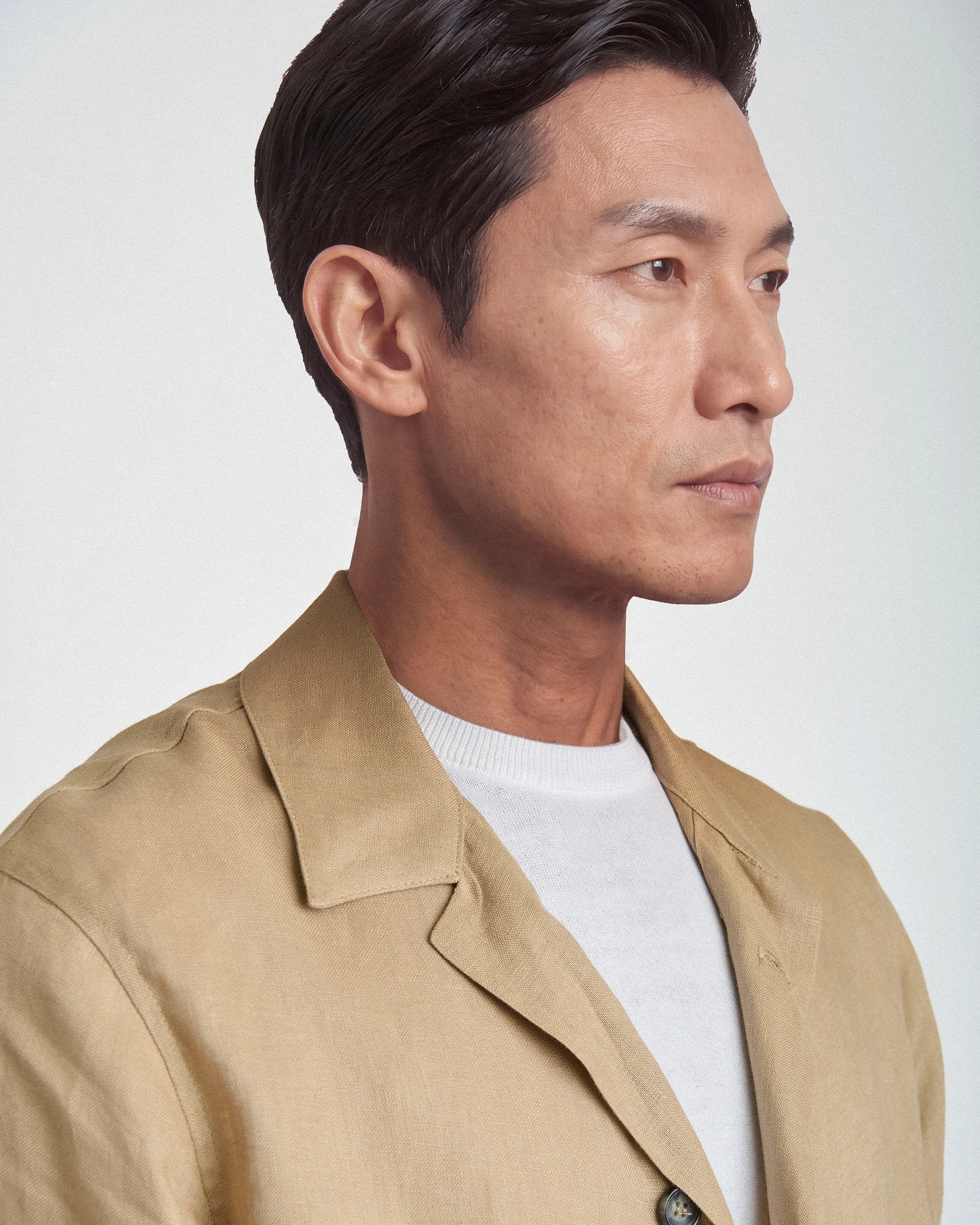 Shirt Jacket beige in puro lino