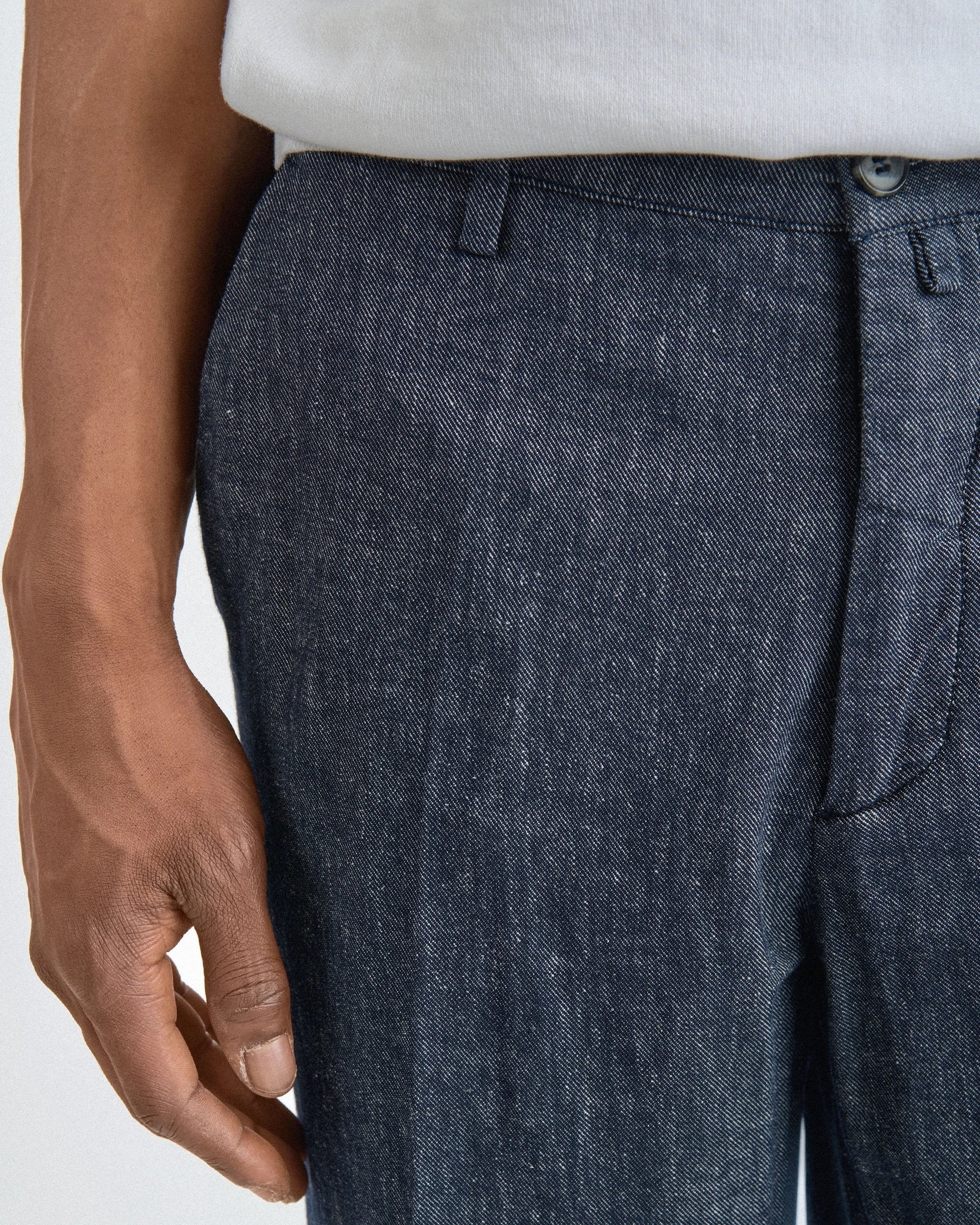 Pantalone carrot Flex Waist grigio in lino e cotone stretch