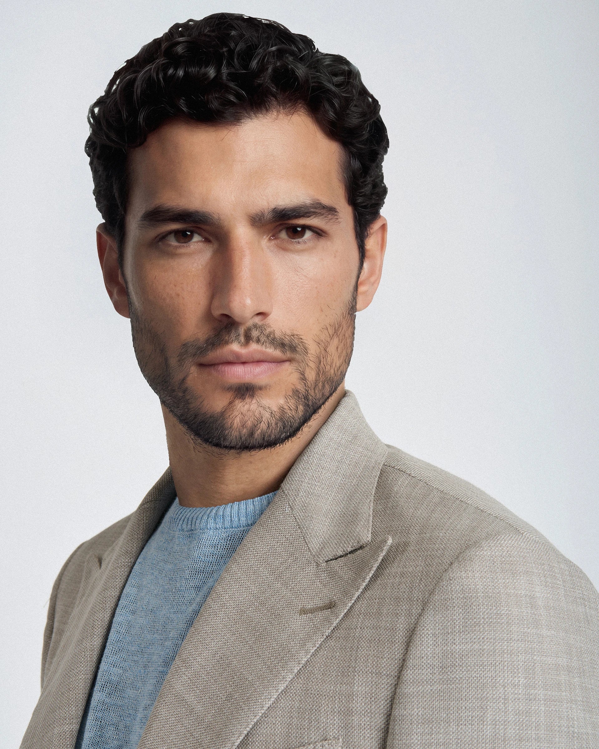 Abito beige microarmaturato in cotone e lana tessuto Vitale Barberis & Canonico "Cotton Bloom"