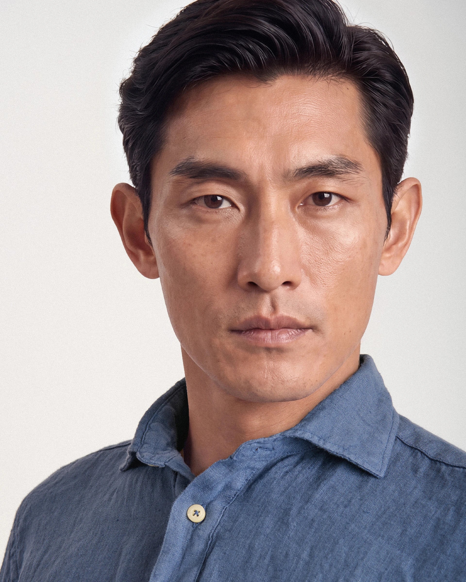 Polo Denim in puro lino Eredipisanò con collo camicia e manica lunga