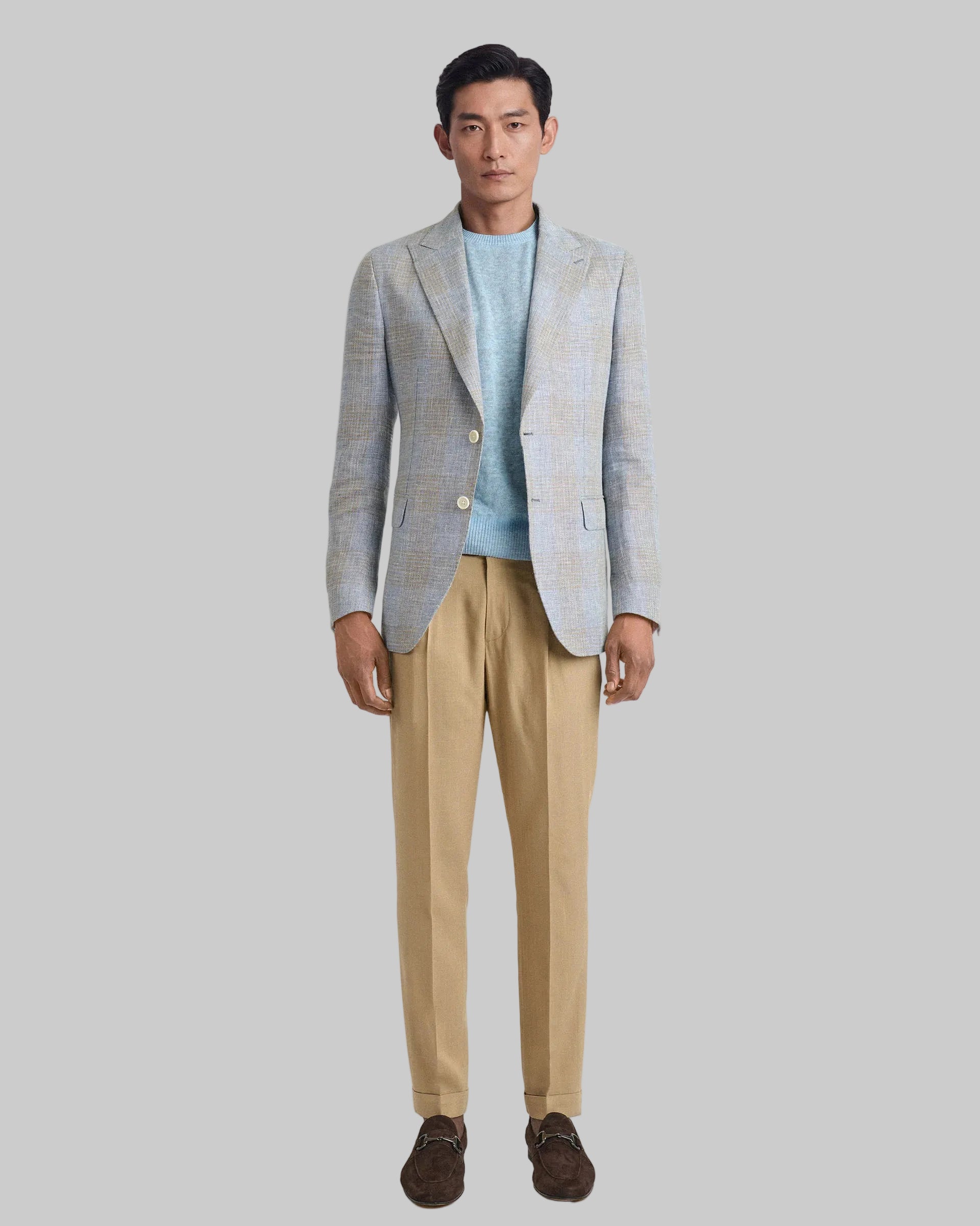 Giacca Grigia Tweed Estivo in Puro Lino – Tessuto Vittoria Linen